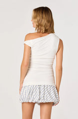 Inixyf Rachael Mixed Media Off-Shoulder Mini Dress