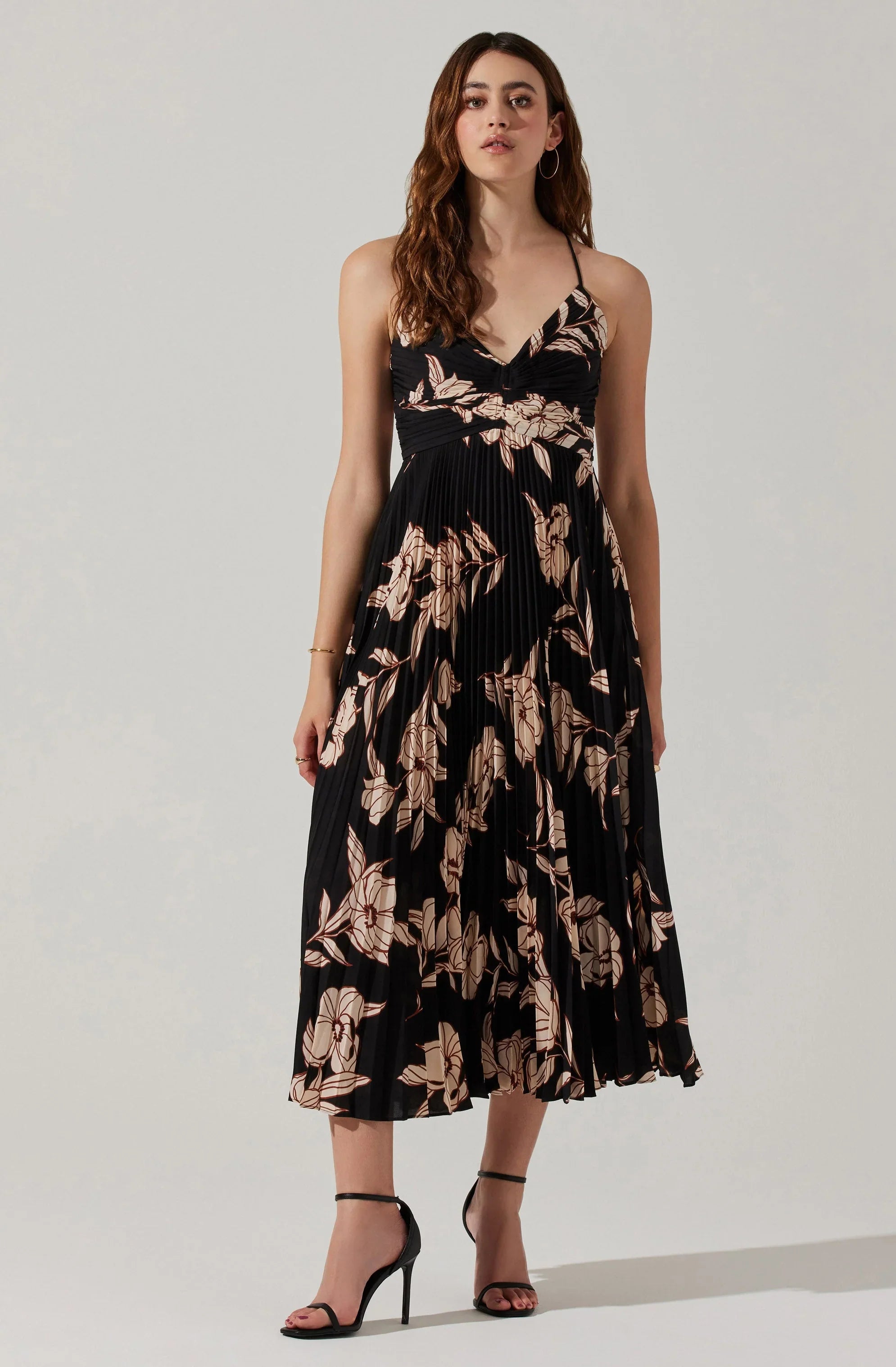 Inixyf Blythe Floral Plisse Midi Dress