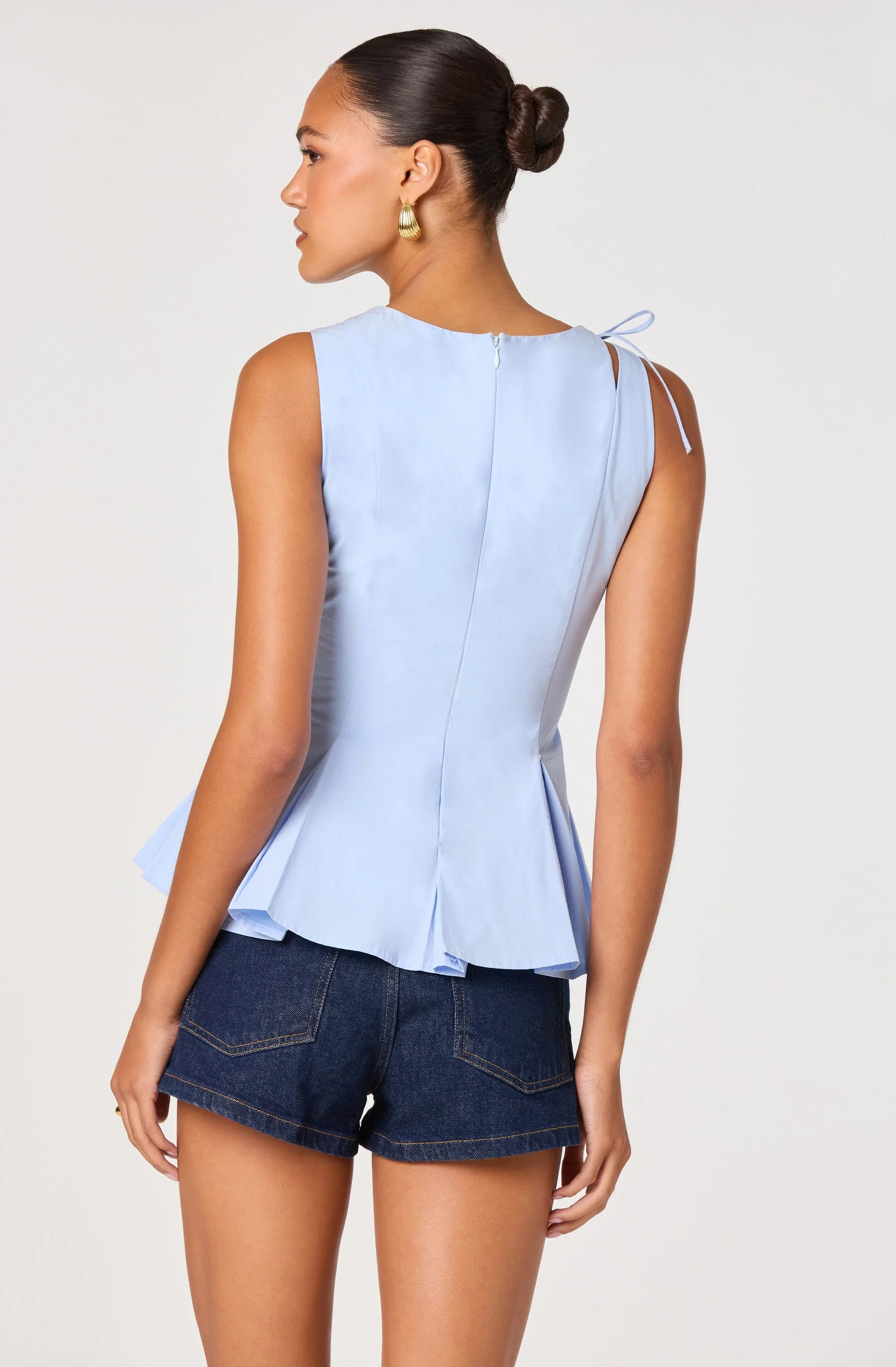 Inixyf Kalish Shoulder Tie Peplum Top