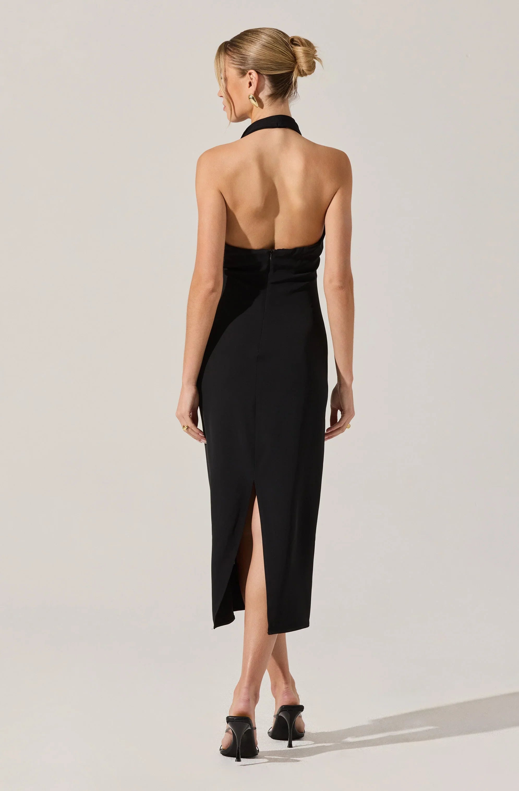 Lbruh Alanna Halter Cowl Neck Midi Dress
