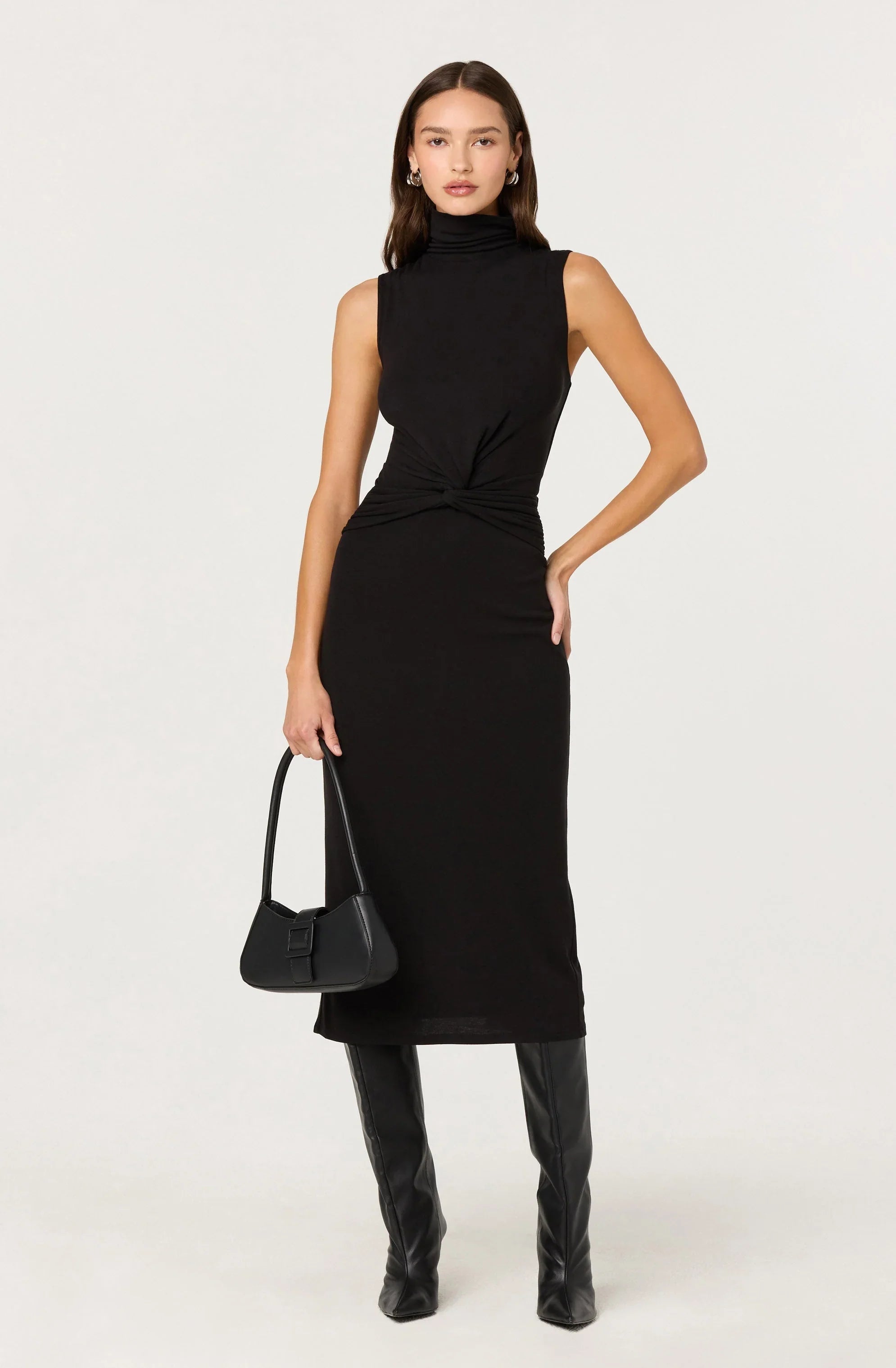 Lbruh Riana Turtleneck Twist Front Maxi Dress
