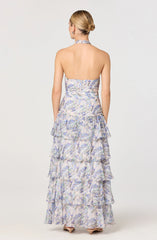 Lbruh Adamaris Floral Halter Tiered Ruffle Maxi Dress
