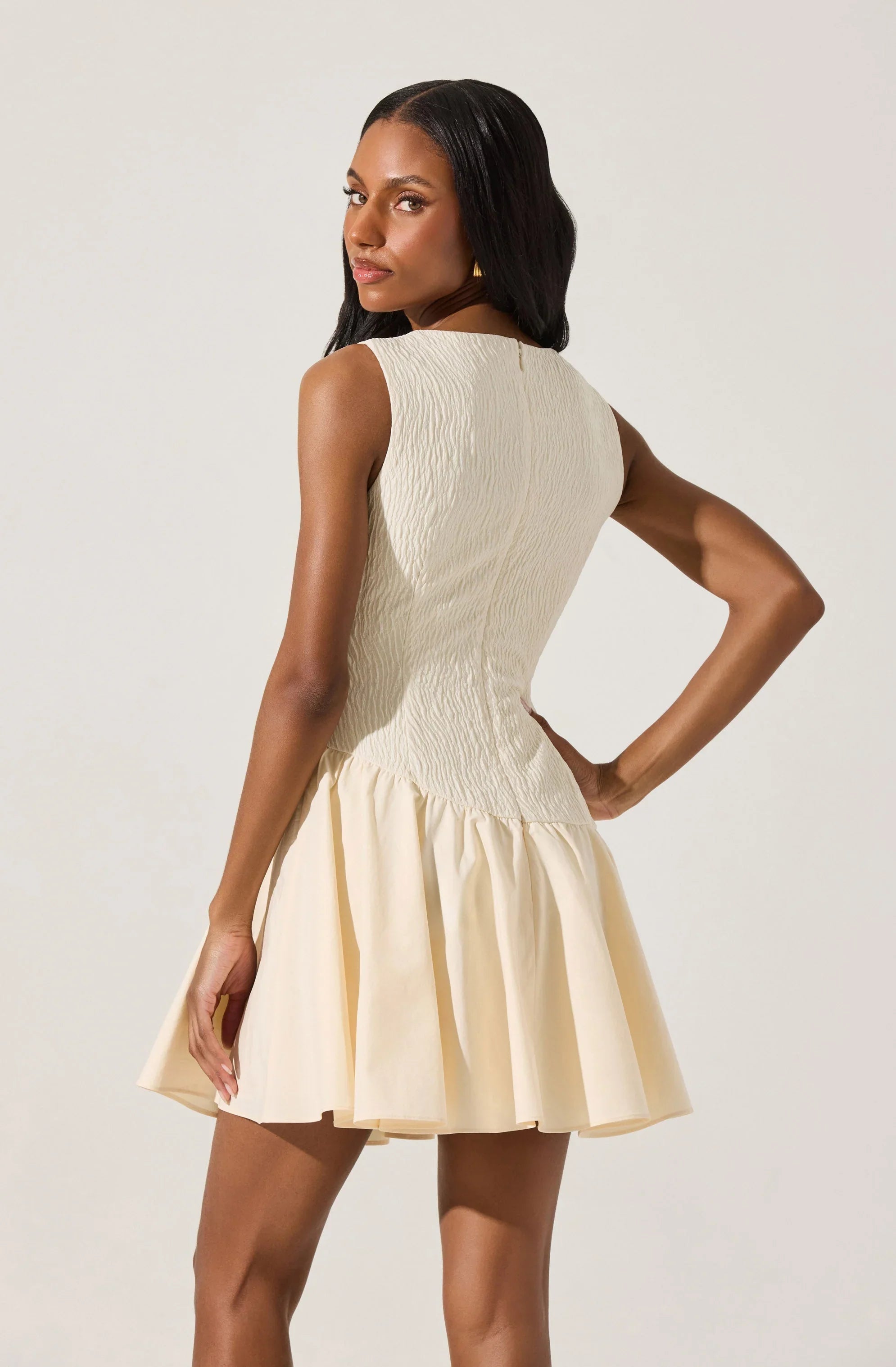 Lbruh Cowl Neck Mixed Media Mini Dress