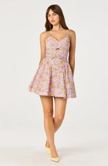 Inixyf Isha Floral Sweetheart Mini Dress with Belt
