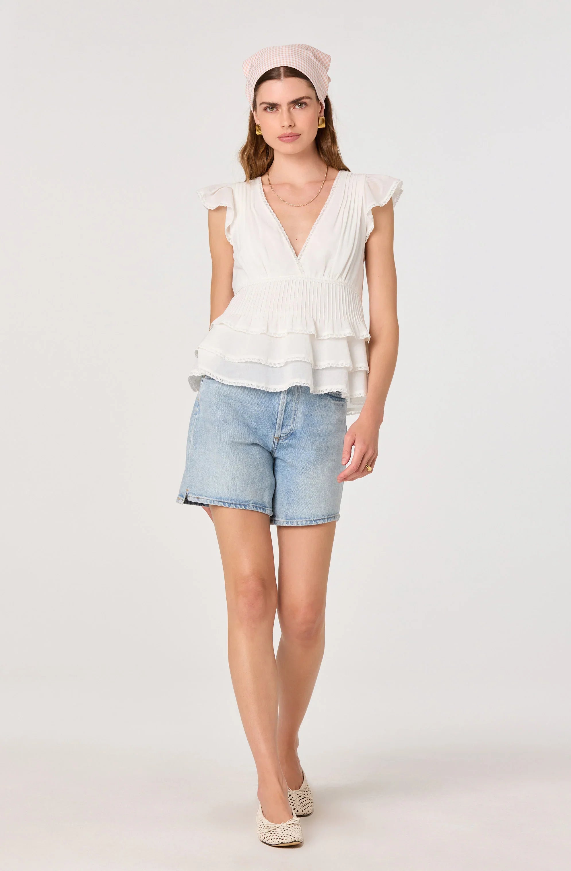 Inixyf Shanteria Crochet Trim Tiered Top