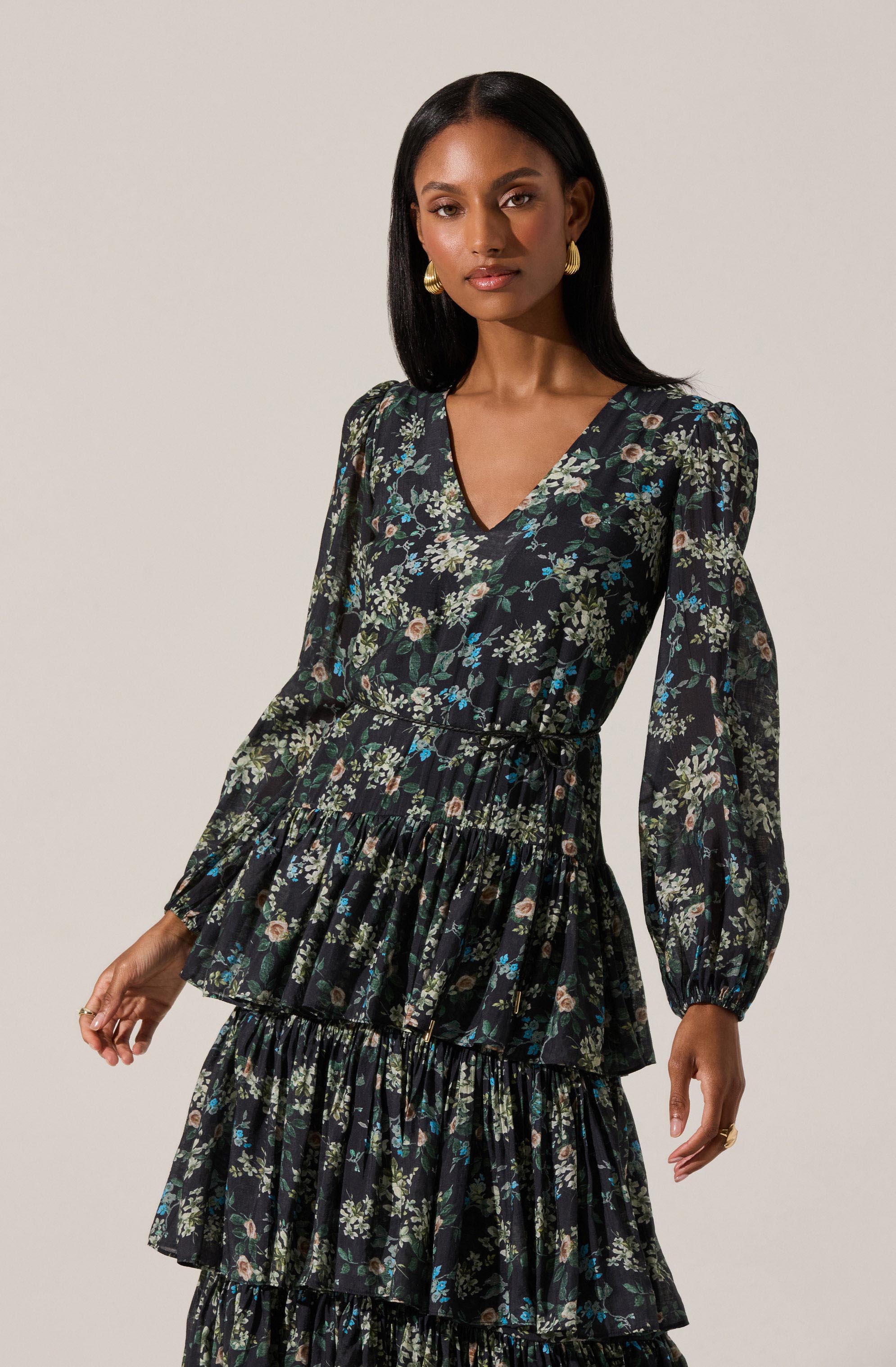 Lbruh Franchesca Tiered Ruffle Floral Maxi Dress