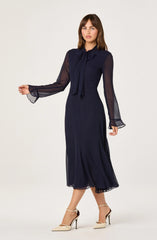 Lbruh Tie Neck Midi Dress