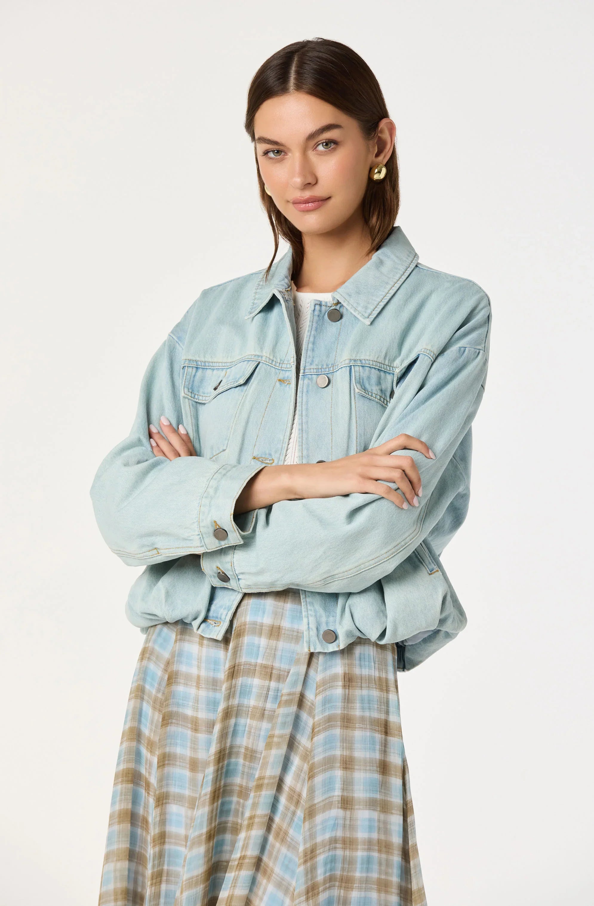 Inixyf Nari Oversized Denim Bomber Jacket