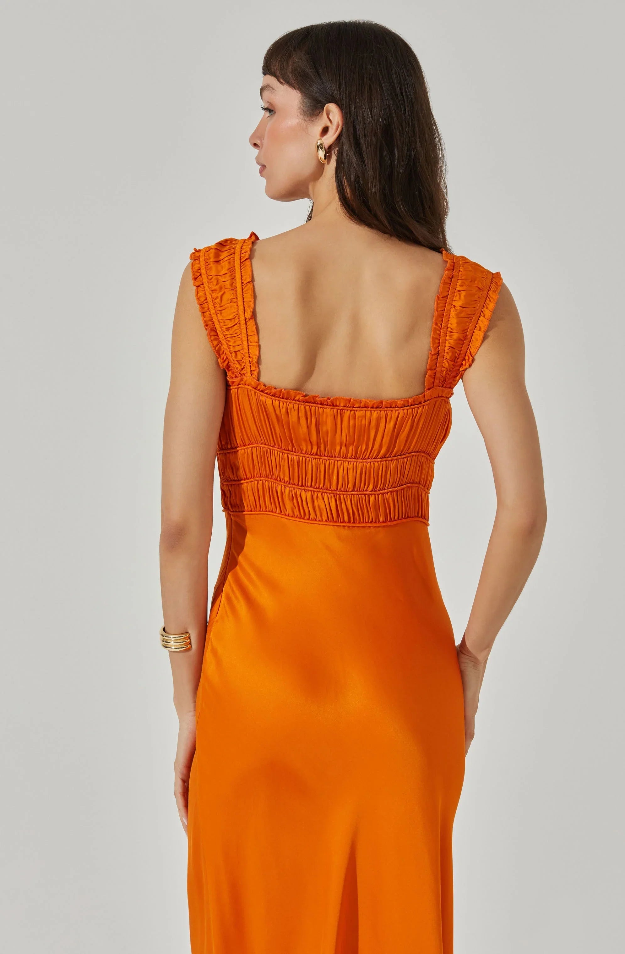 Lbruh Enola Satin Smocked Midi Dress