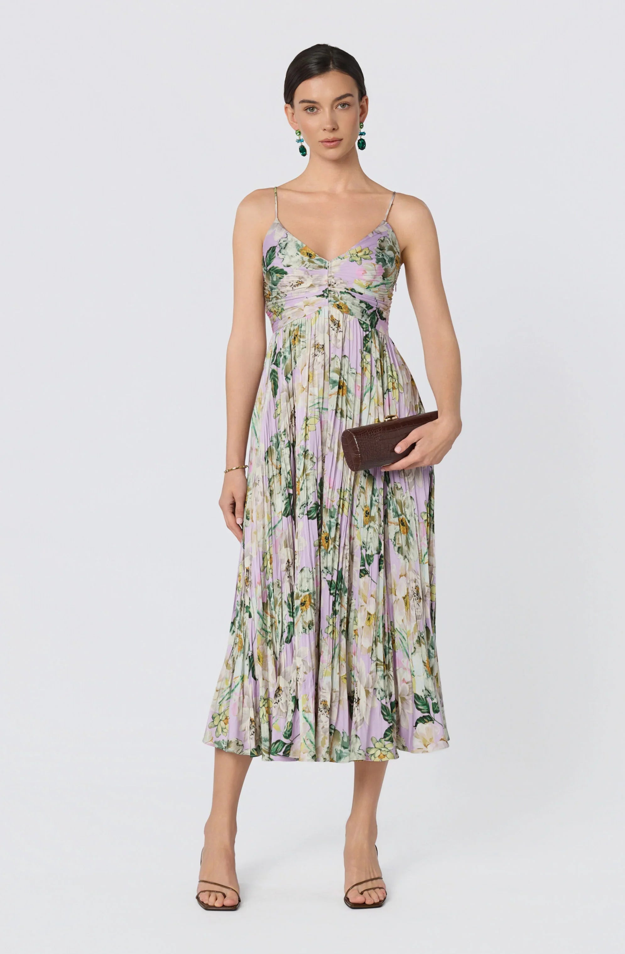 Inixyf Maeve Pleated Satin Midi Dress