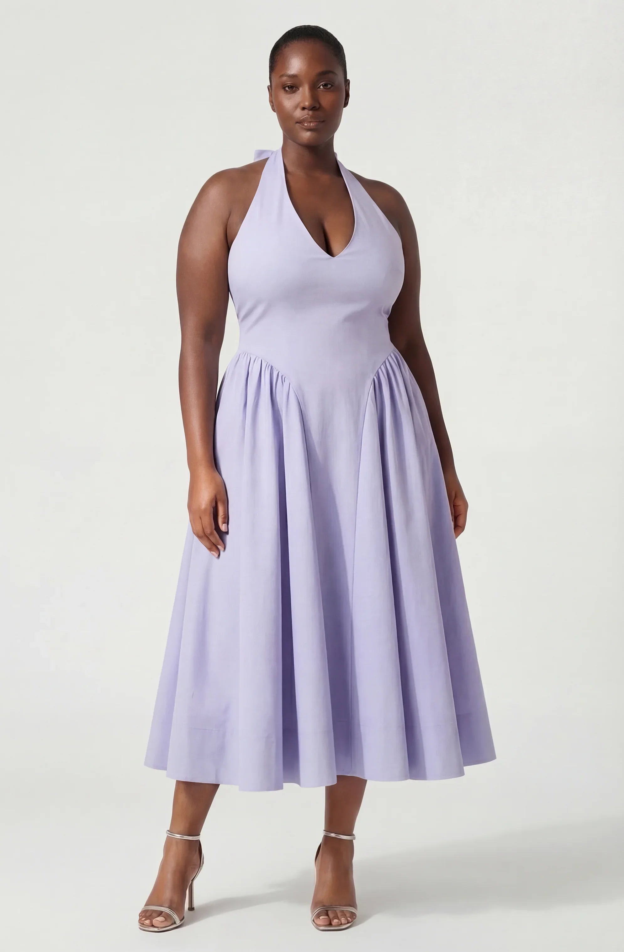 Inixyf Meana Halter Plunge Drop-Waist Midi Dress