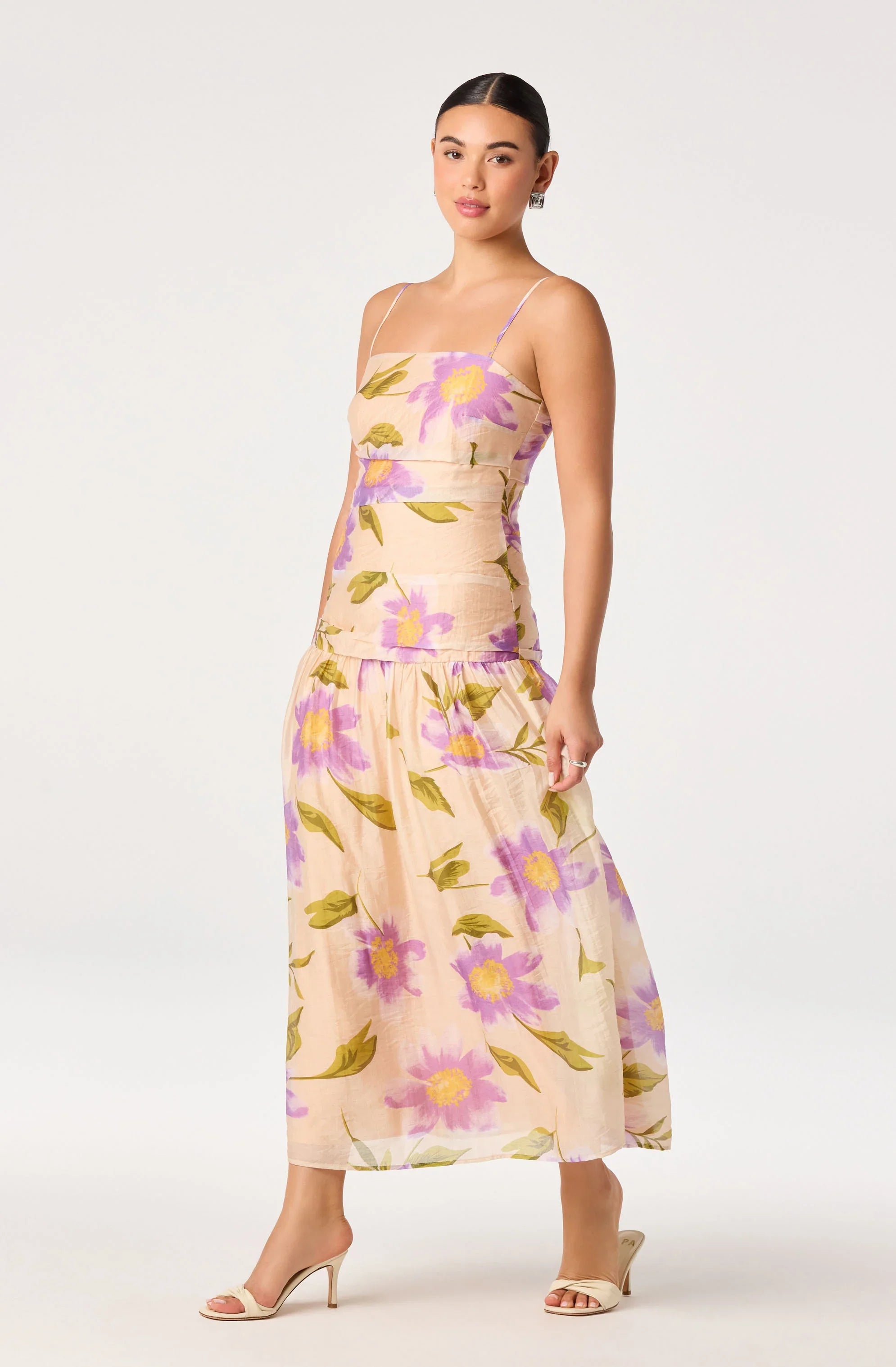 Inixyf Ava Floral Pleated Midi Dress