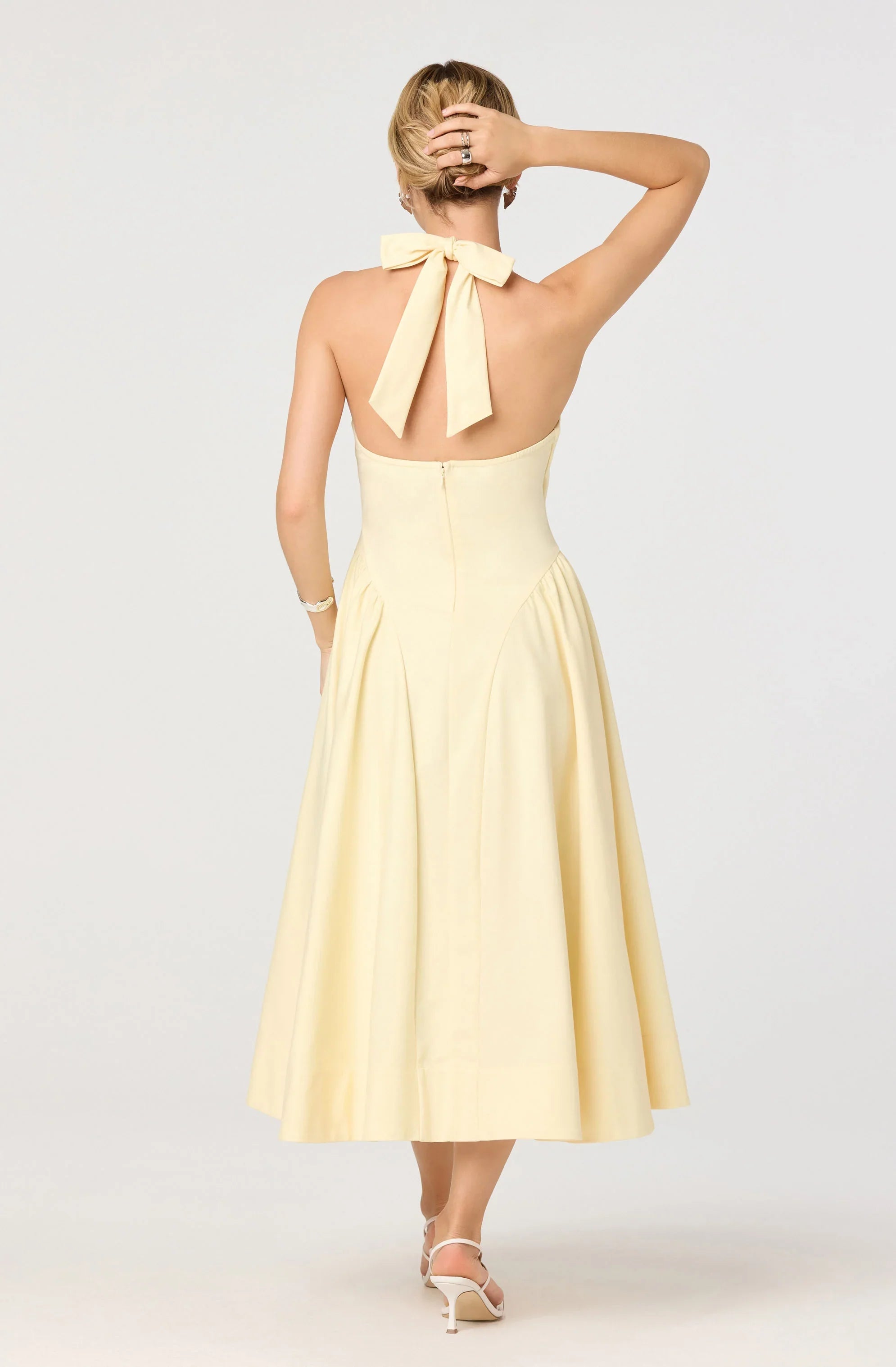 Inixyf Meana Halter Plunge Drop-Waist Midi Dress