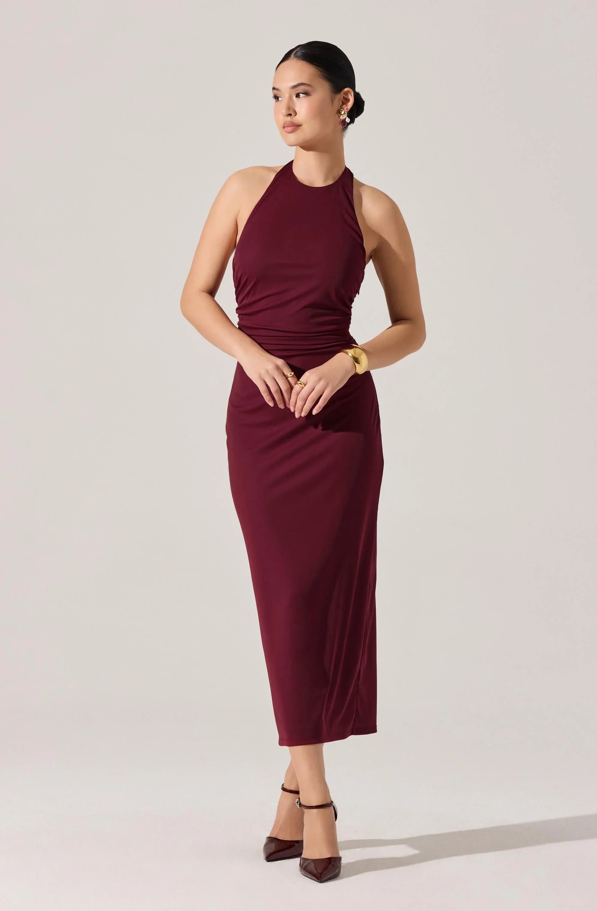 Lbruh Zaira Ruched Halter Midi Dress
