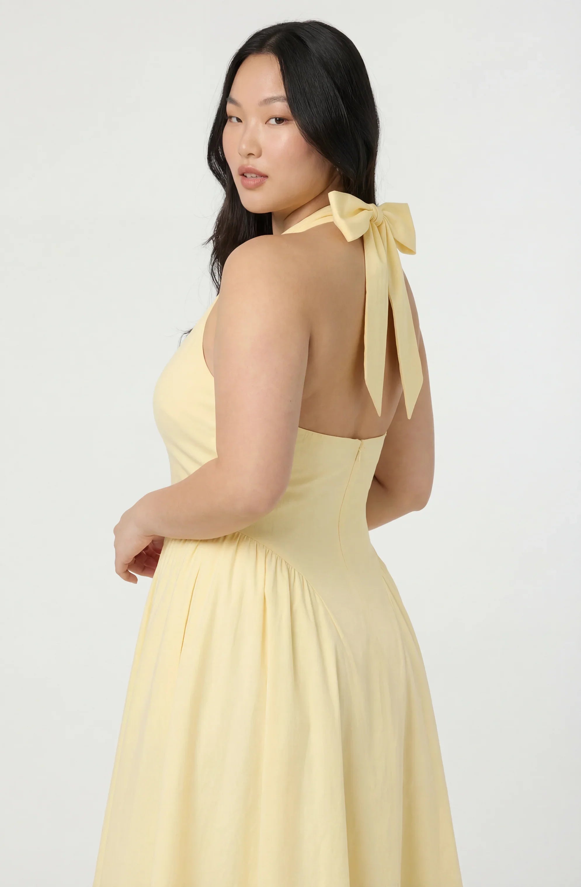Inixyf Meana Halter Plunge Drop-Waist Midi Dress