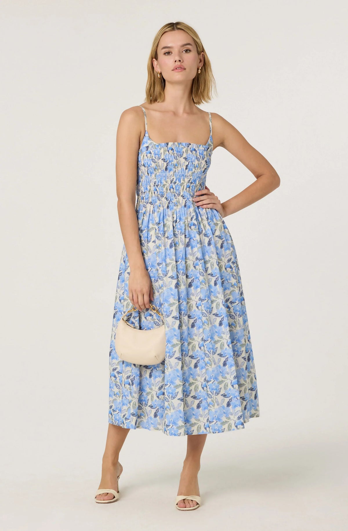 Lbruh Smocked Floral Midi Dress