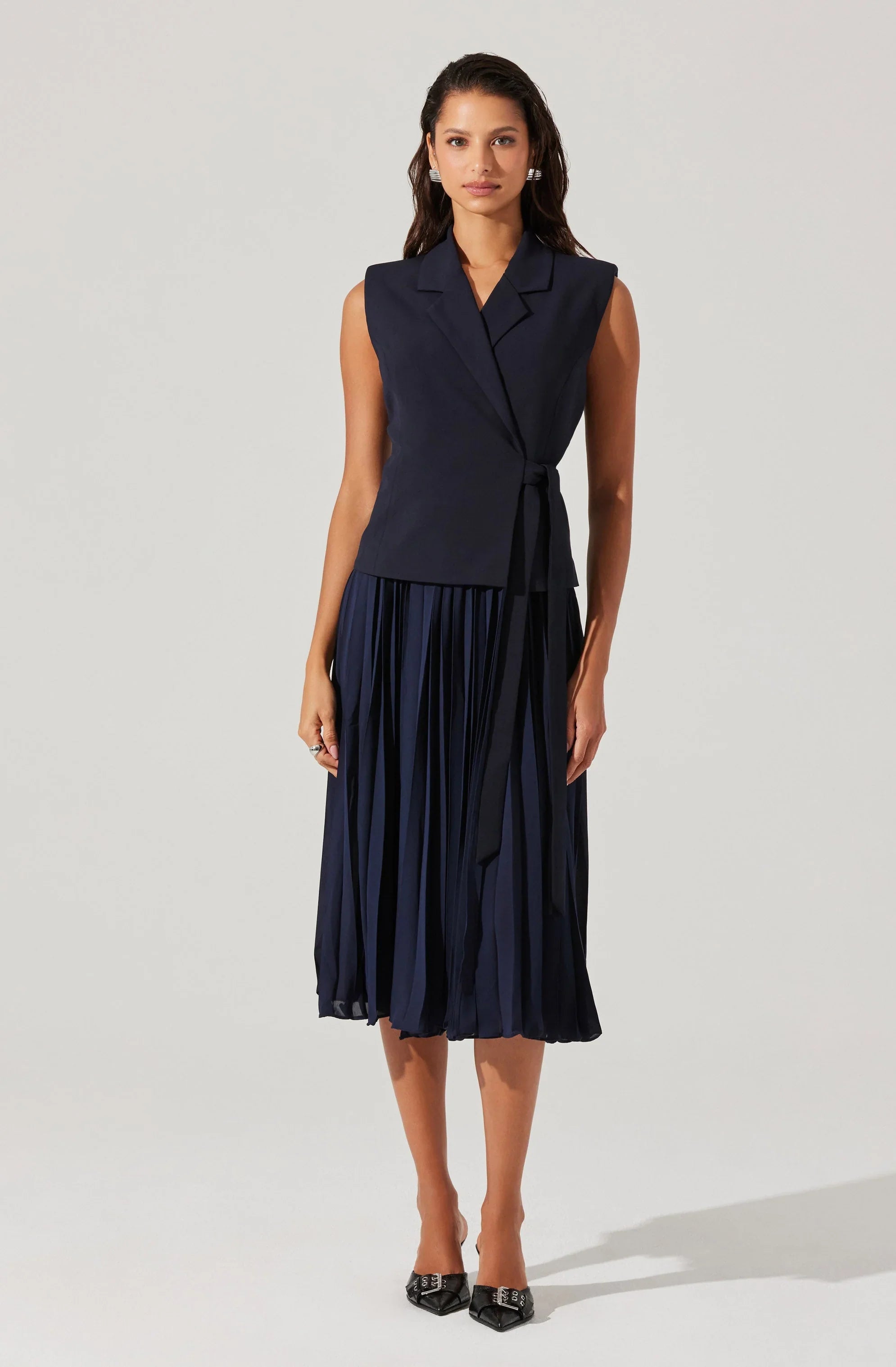 Lbruh Mixed Media Vest Wrap Dress
