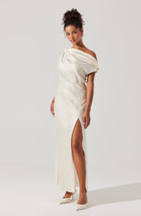 Lbruh Monroe Satin Off Shoulder Maxi Dress