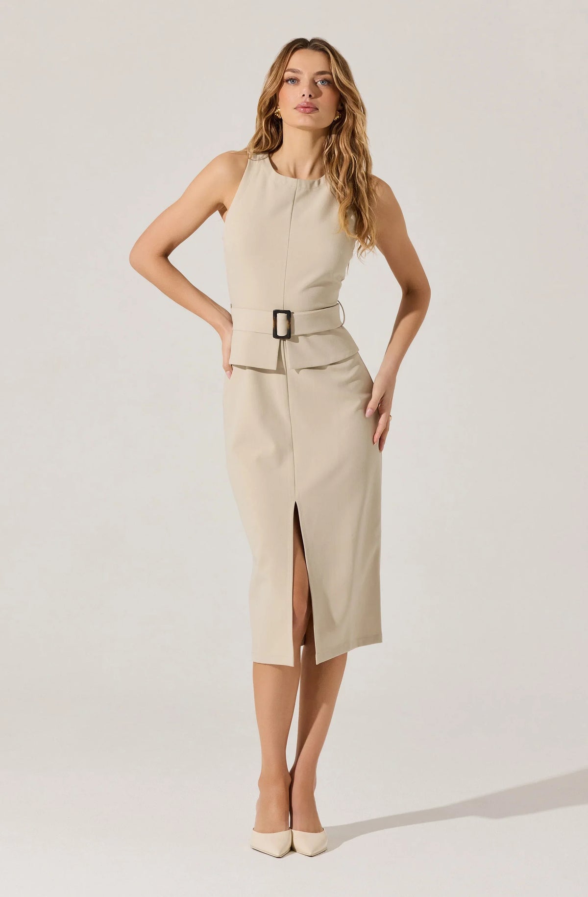 Lbruh Tailored Belted Midi Dress