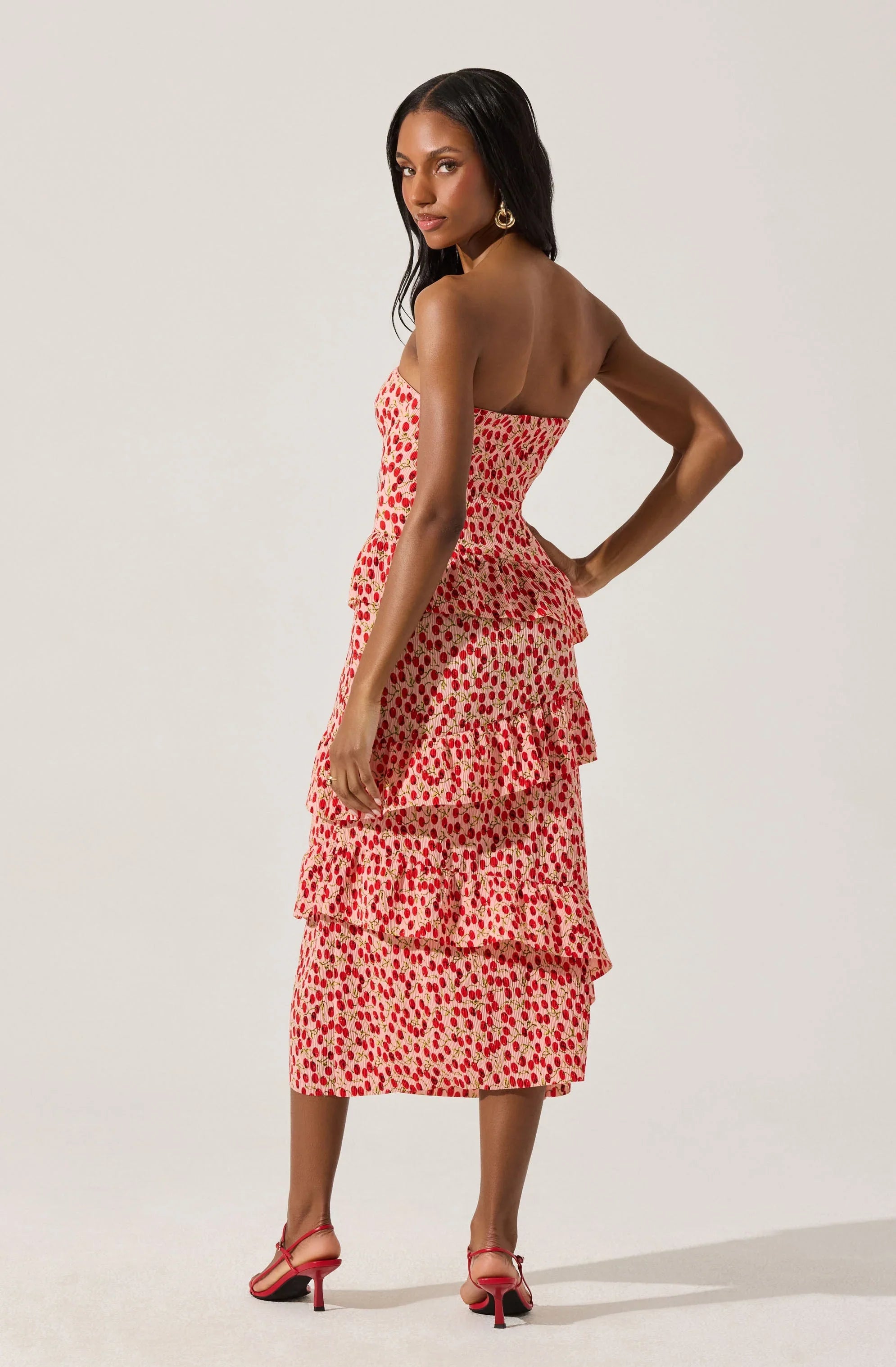Lbruh Asymmetrical Tiered Ruffle Midi Dress