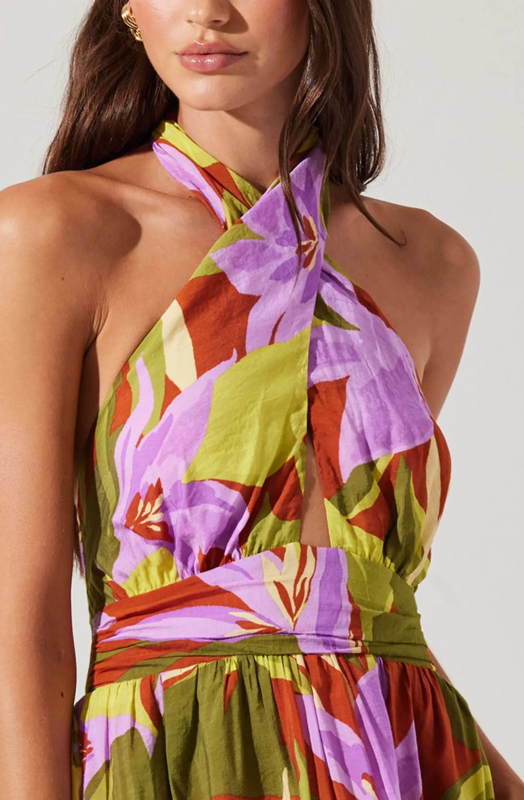 Lbruh Kalia Halter Floral Midi Dress