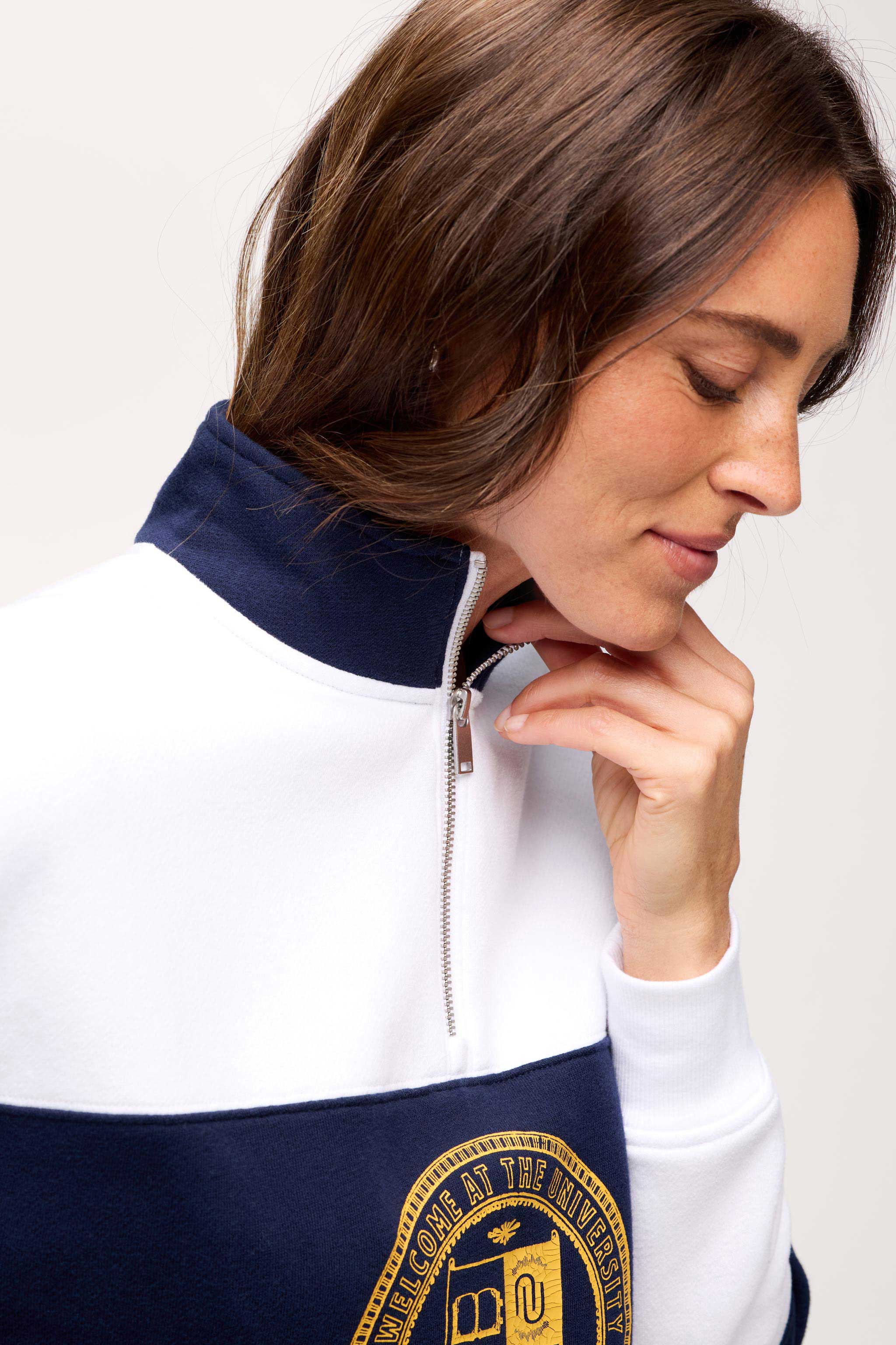 Campus Quarter-Zip | White/Navy