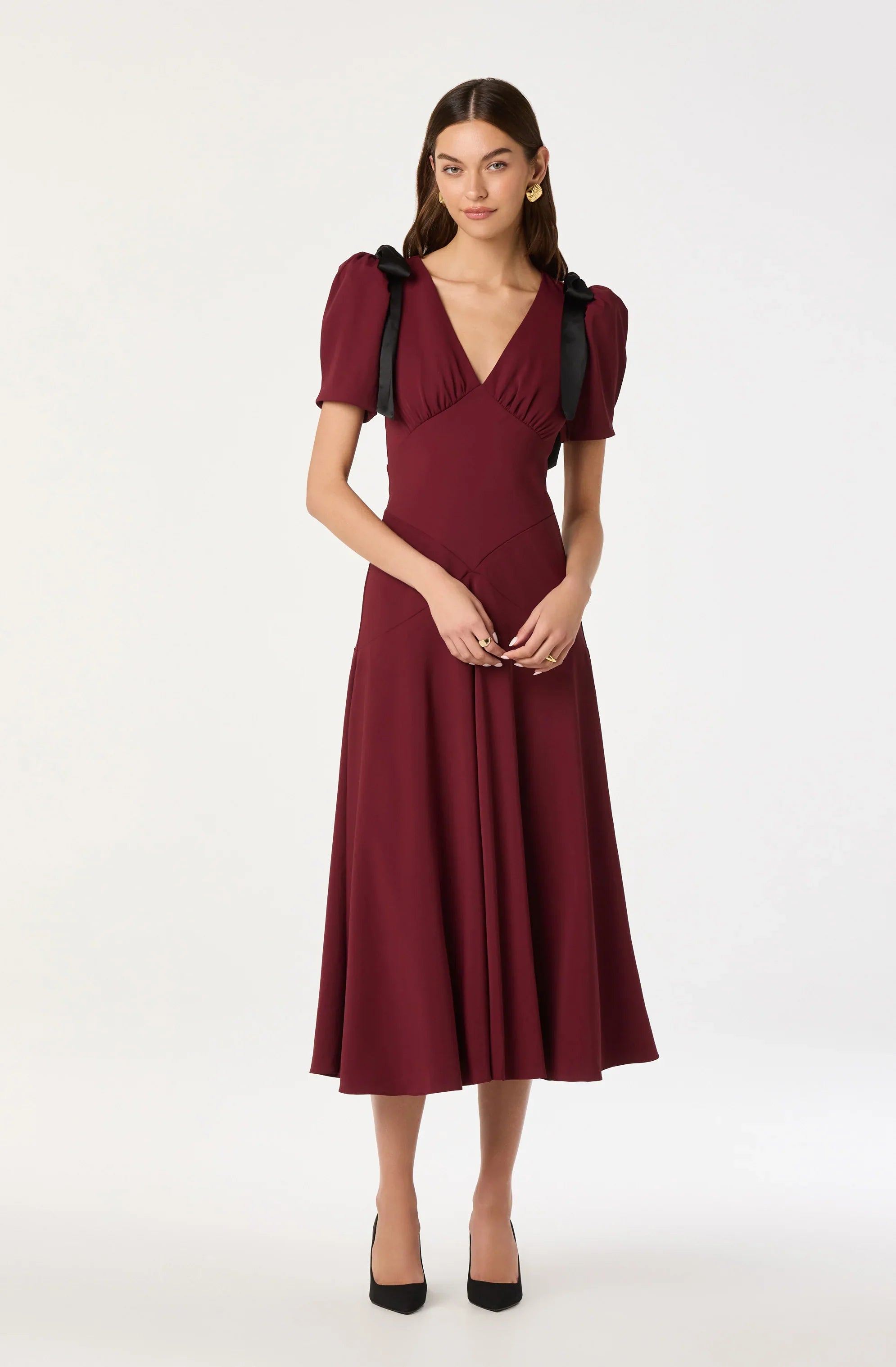 Lbruh Ciela Bow Puff Sleeve Midi Dress