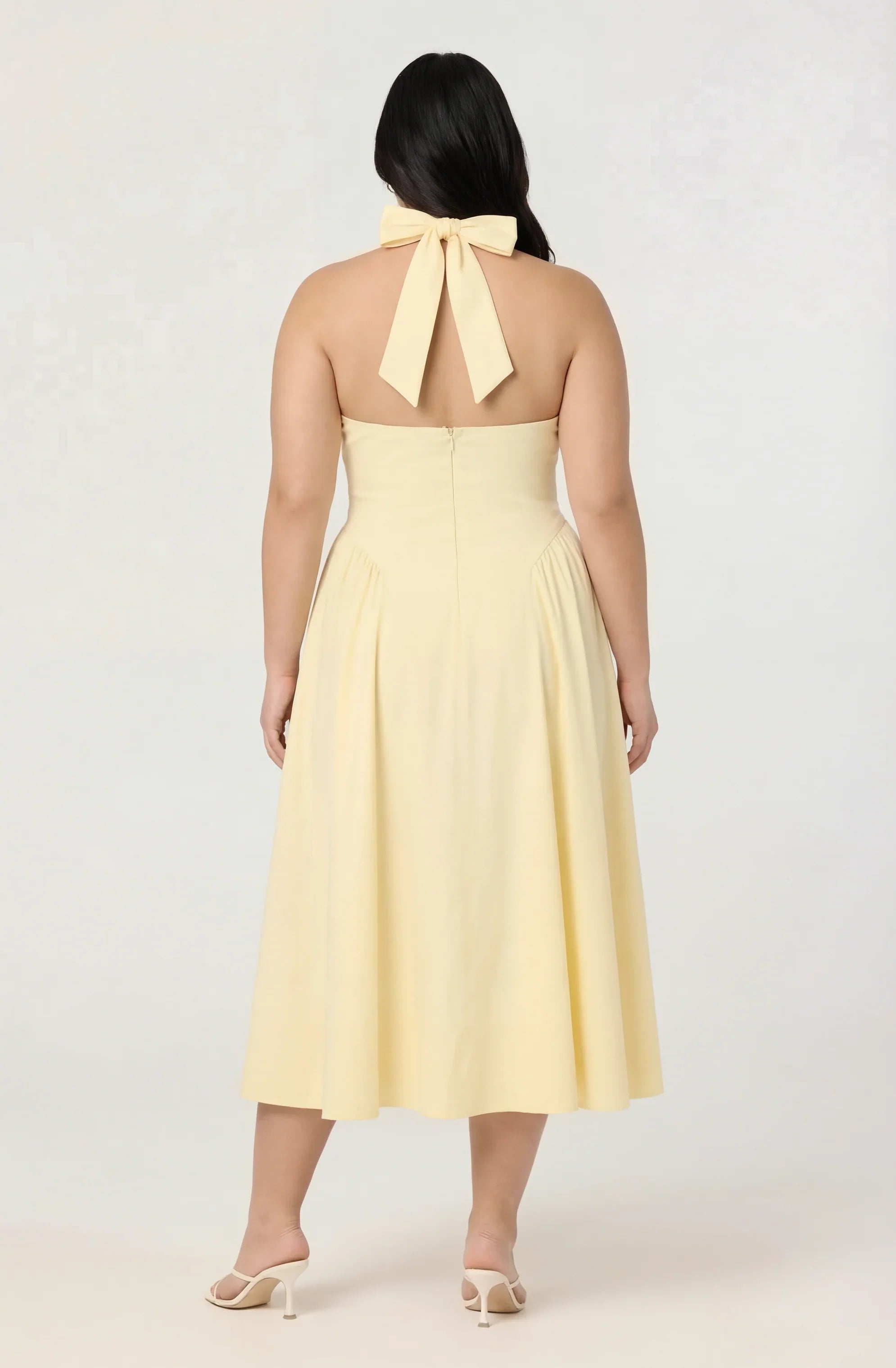 Inixyf Meana Halter Plunge Drop-Waist Midi Dress
