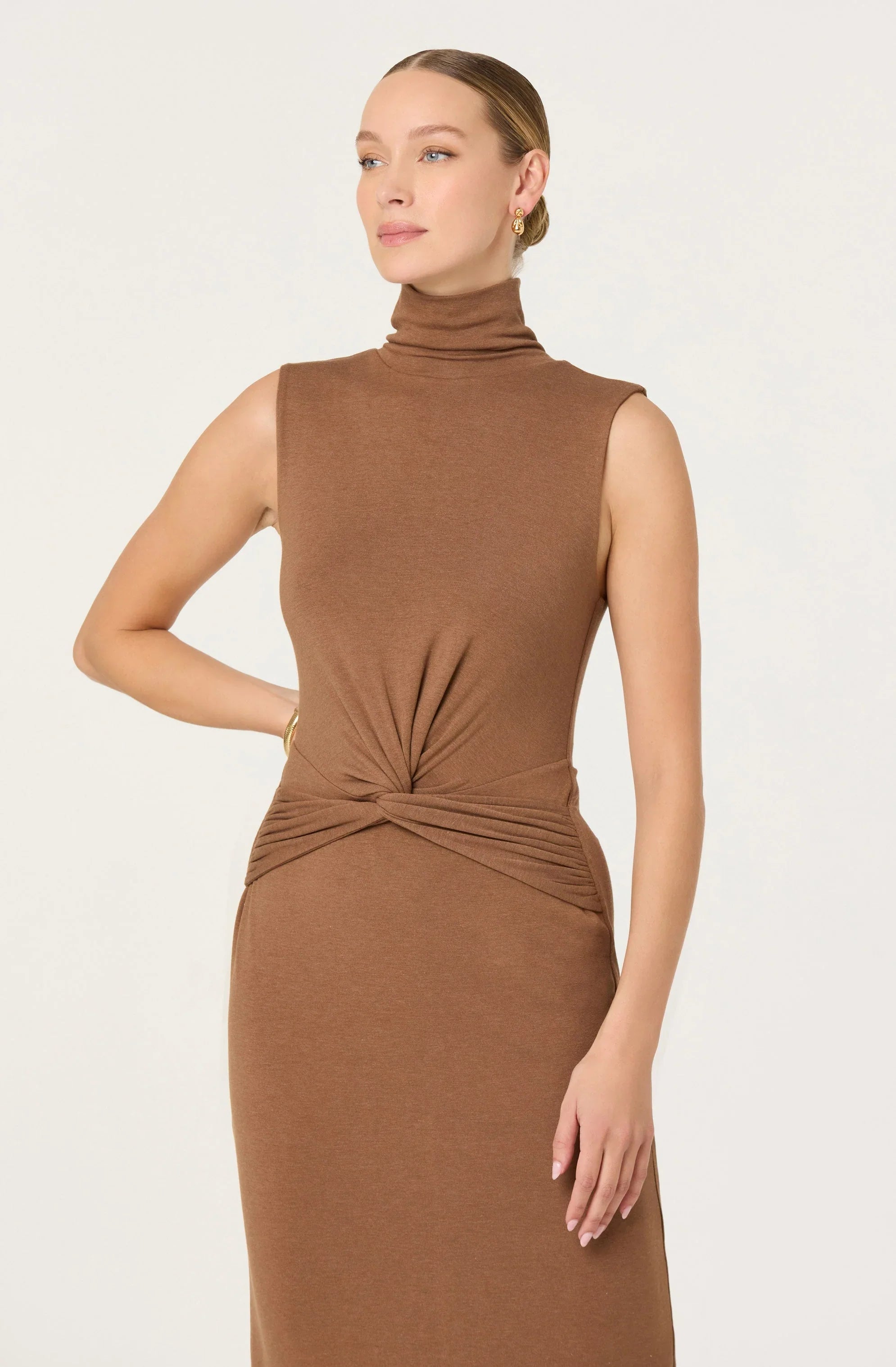 Lbruh Riana Turtleneck Twist Front Maxi Dress