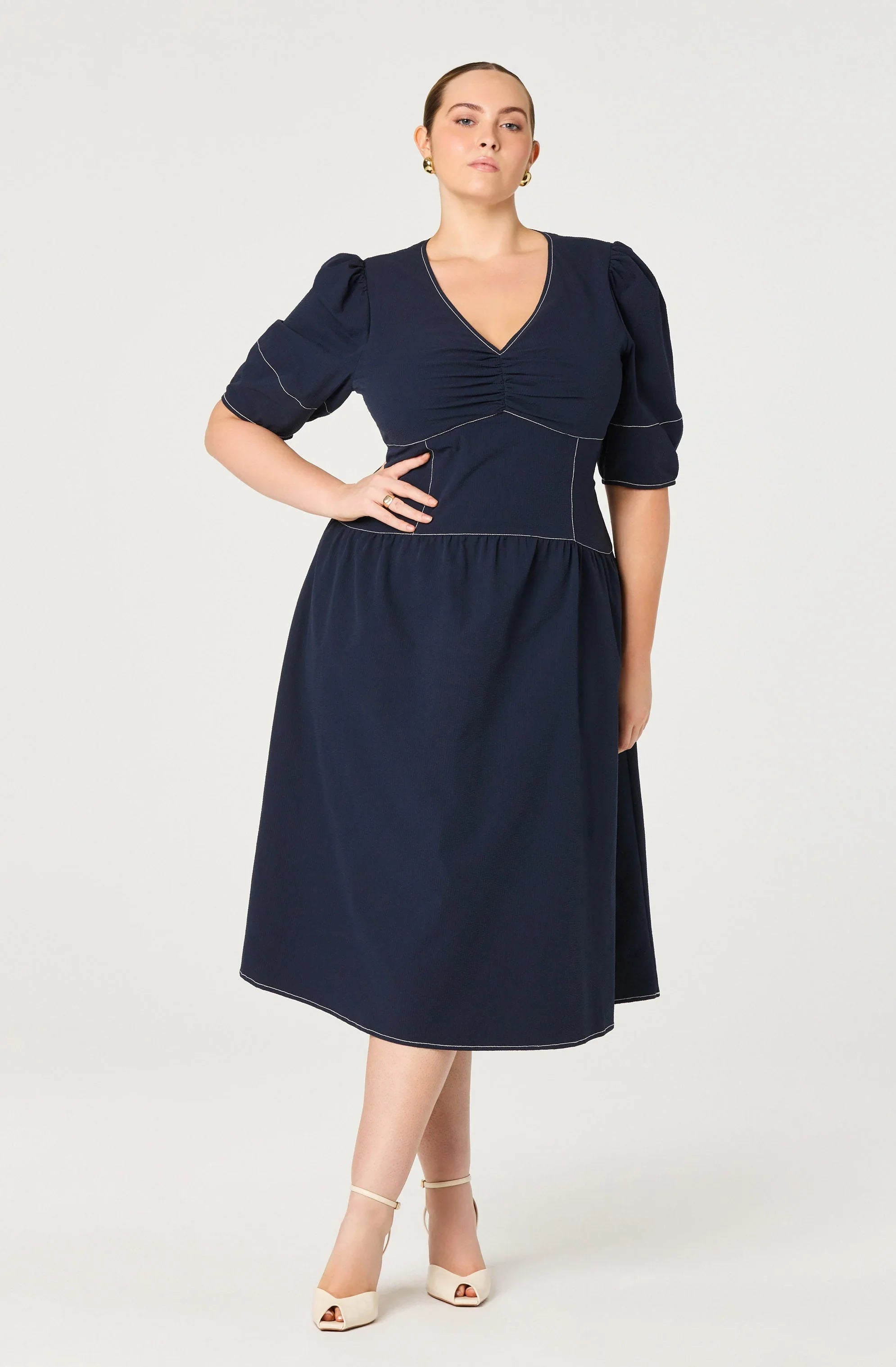 Lbruh Samarra Contrast Stitch Midi Dress