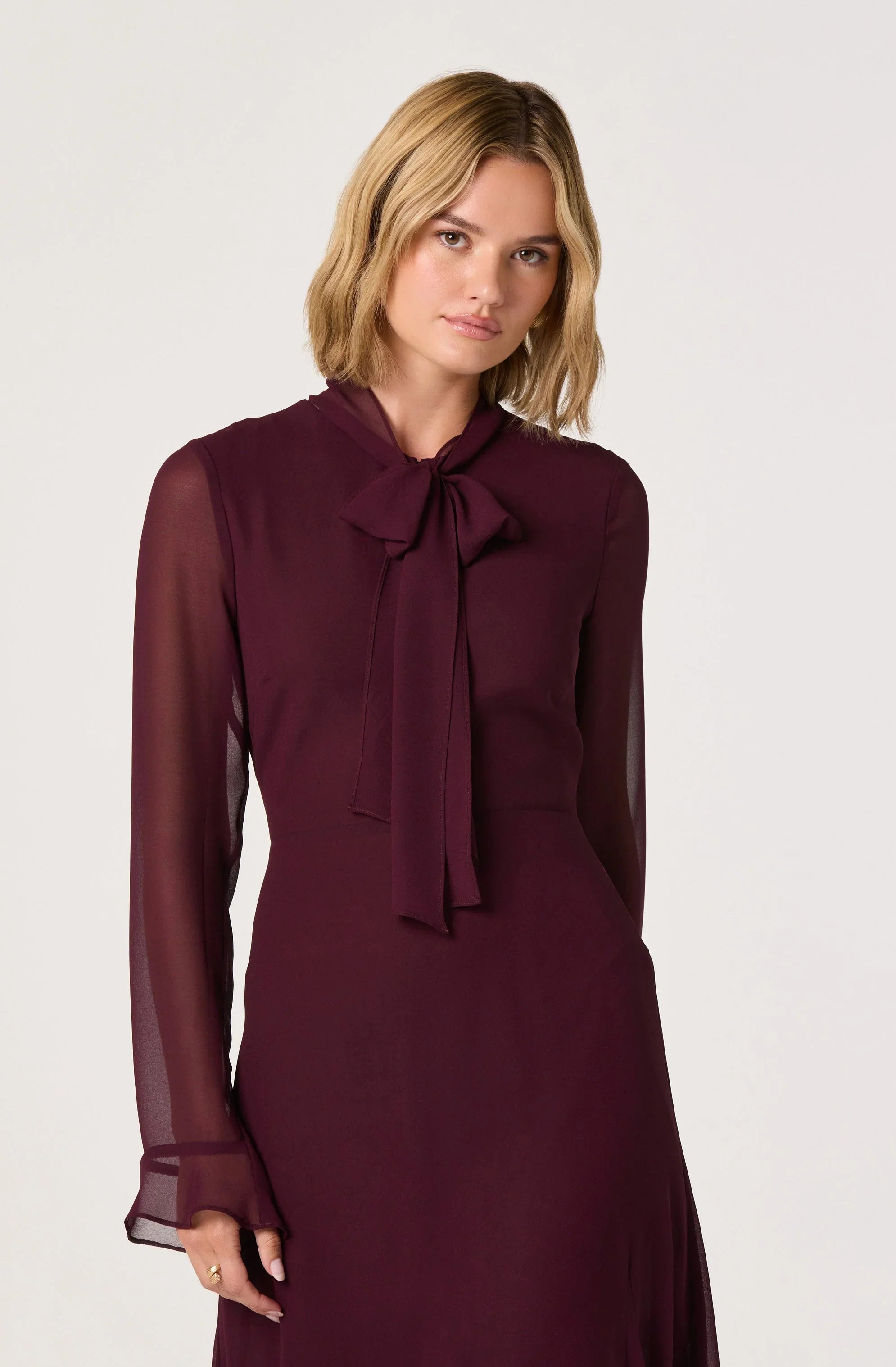 Lbruh Tie Neck Midi Dress