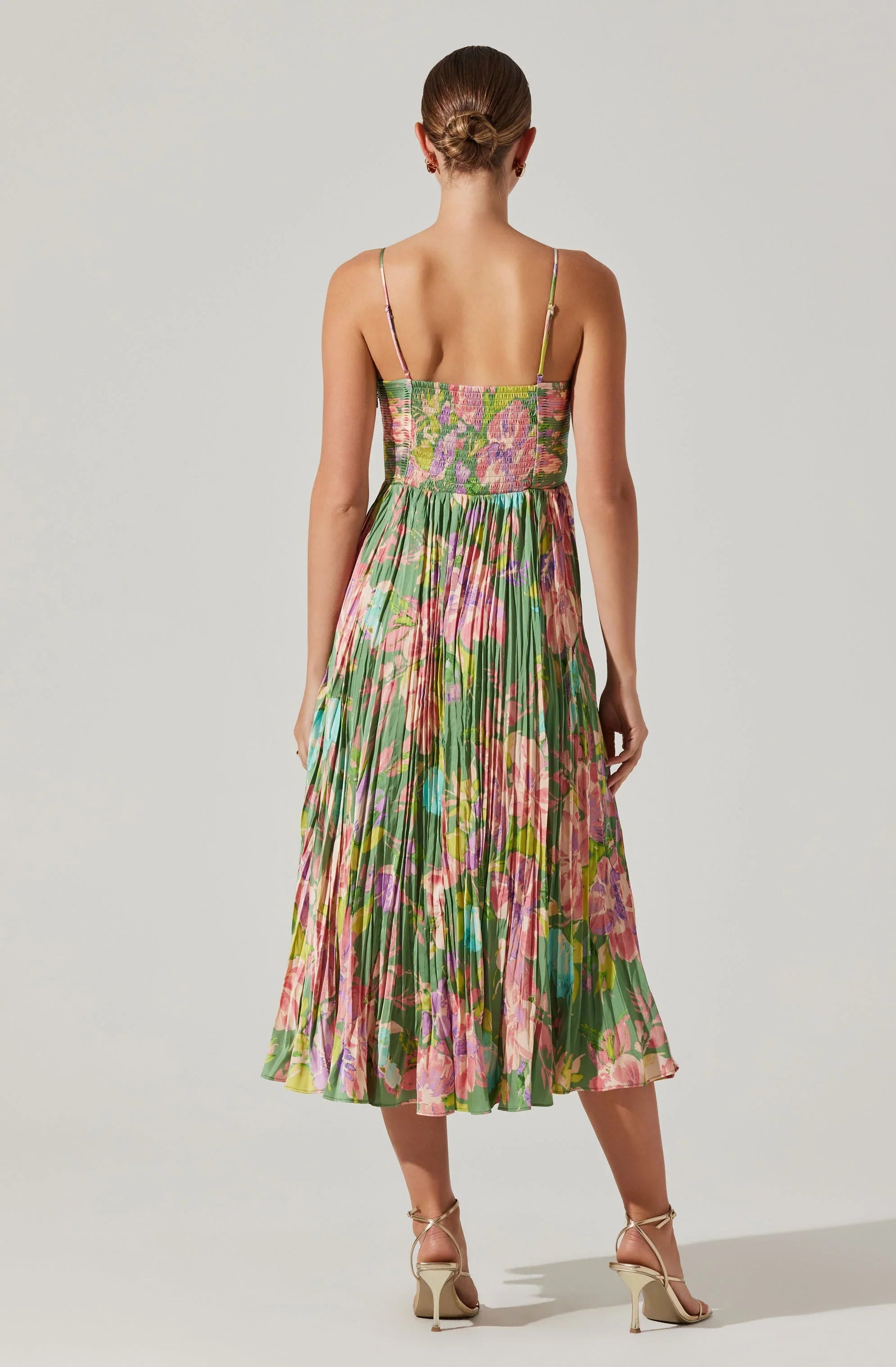 Inixyf Maeve Pleated Satin Midi Dress