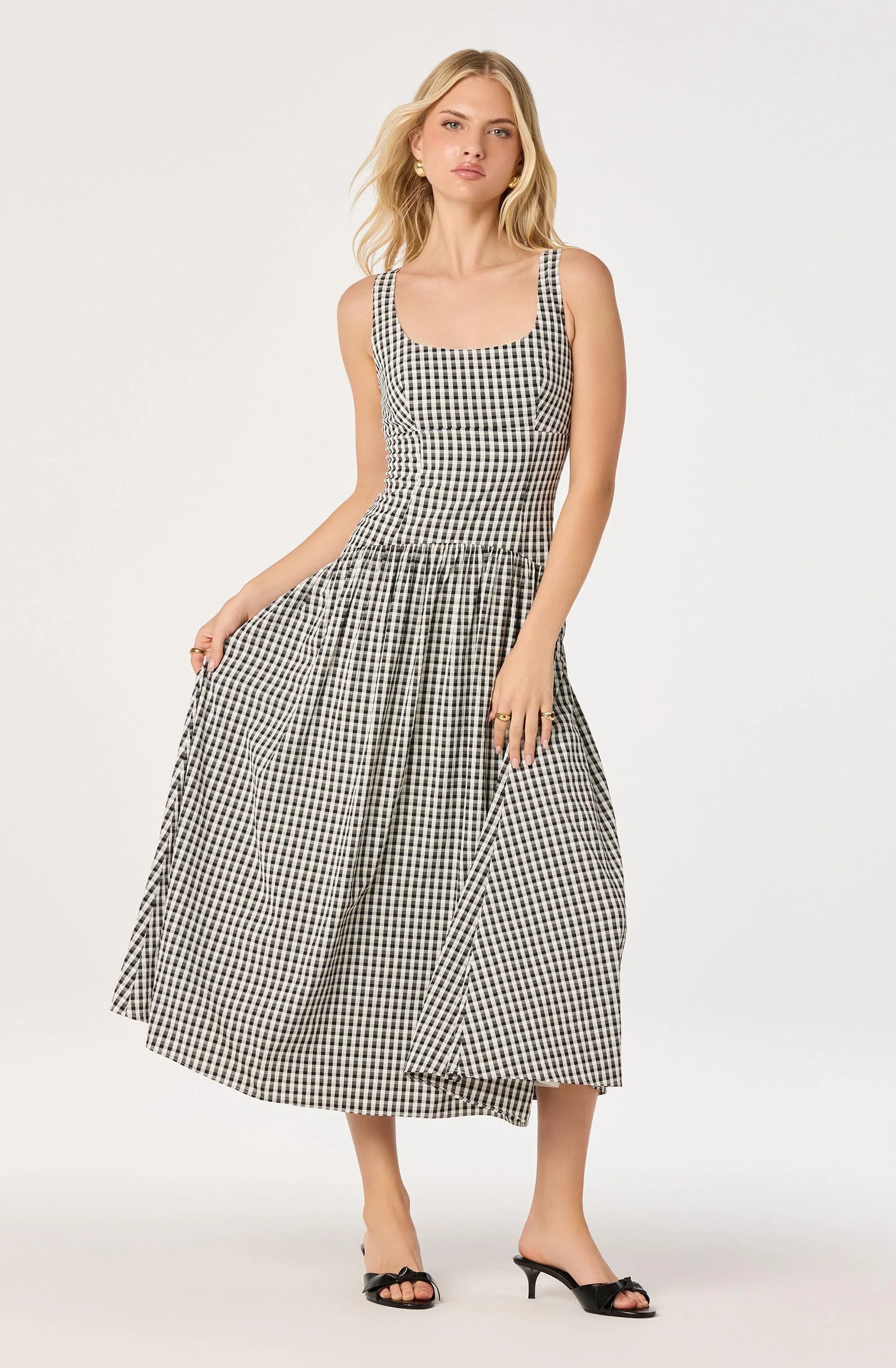 Lbruh Cara Gingham Sleeveless Midi Dress