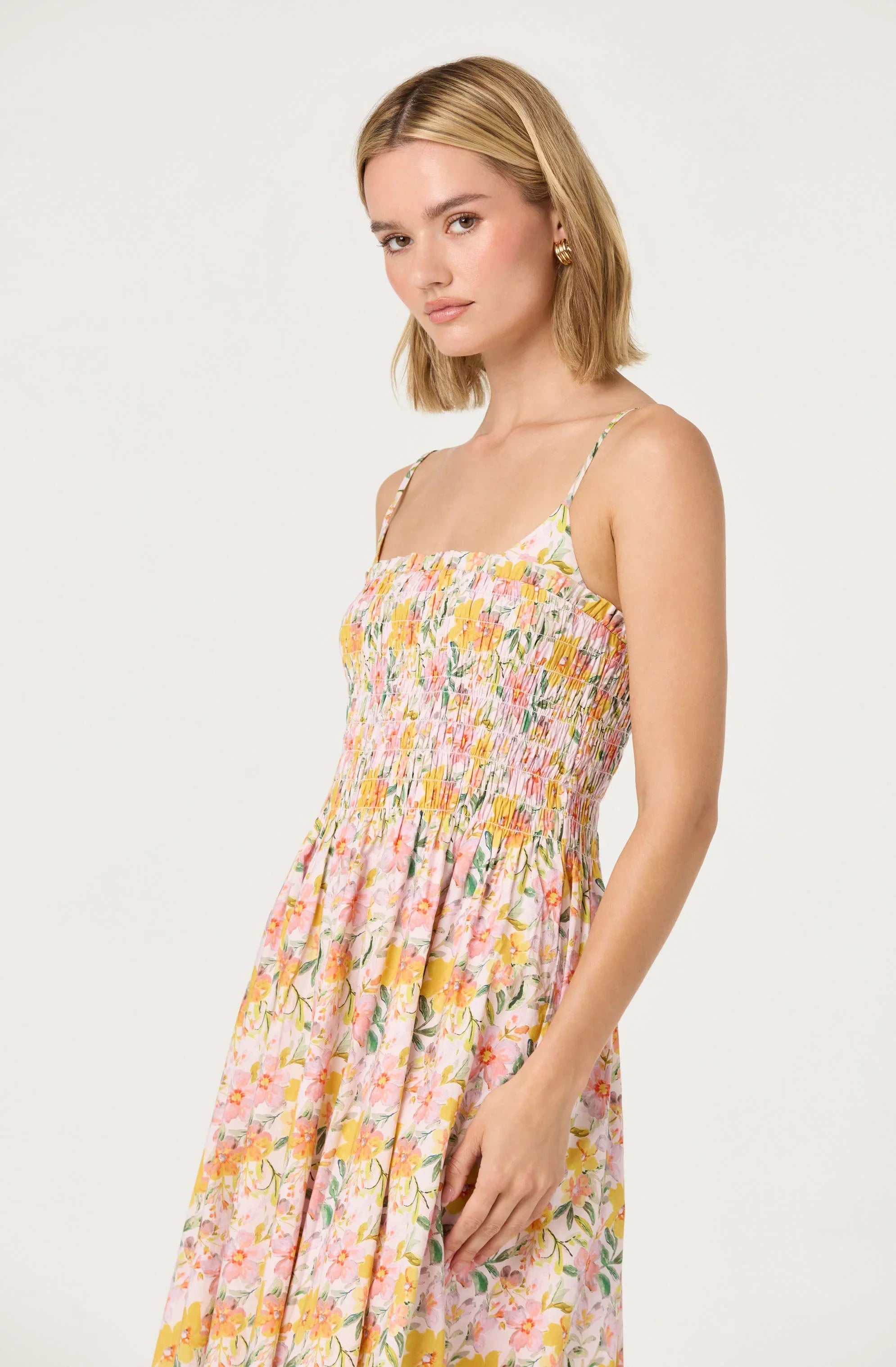 Lbruh Smocked Floral Midi Dress