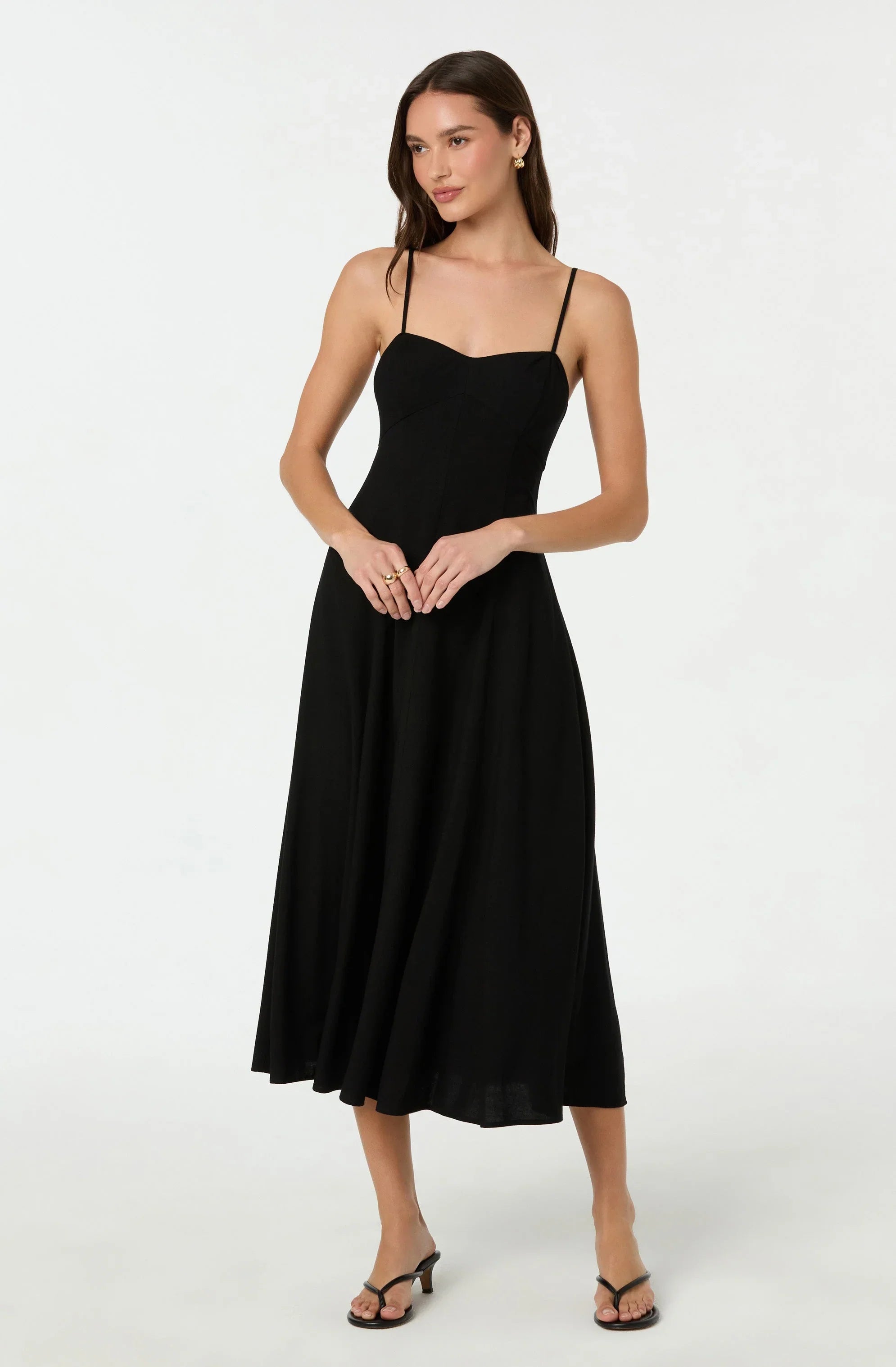 Lbruh Linen-Blend A-Line Midi Dress