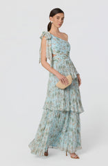 Inixyf Tearra Floral One-Shoulder Tiered Maxi Dress