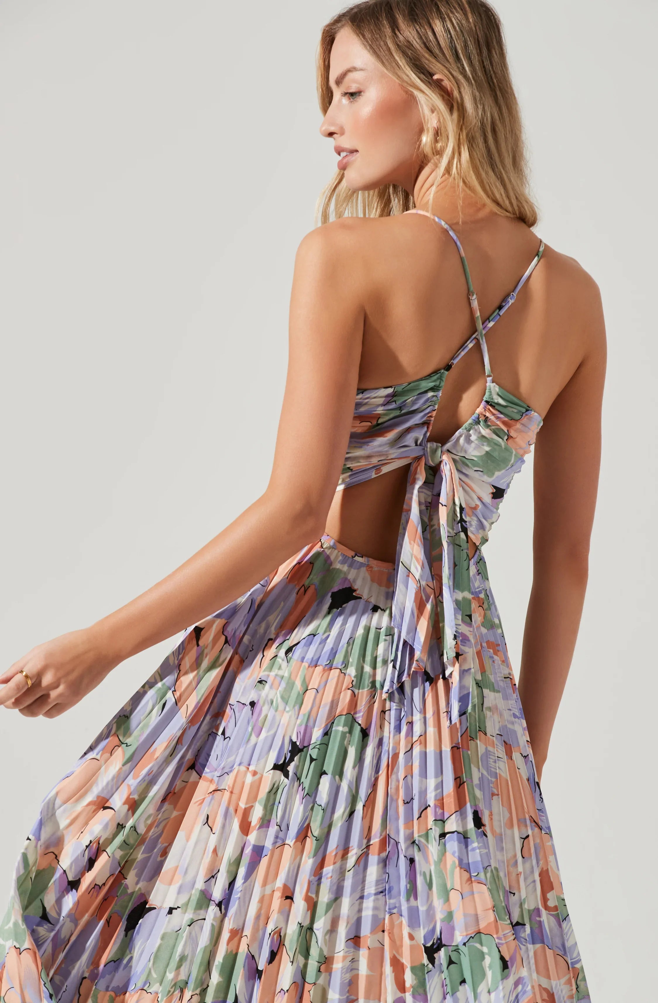 Inixyf Blythe Floral Plisse Midi Dress