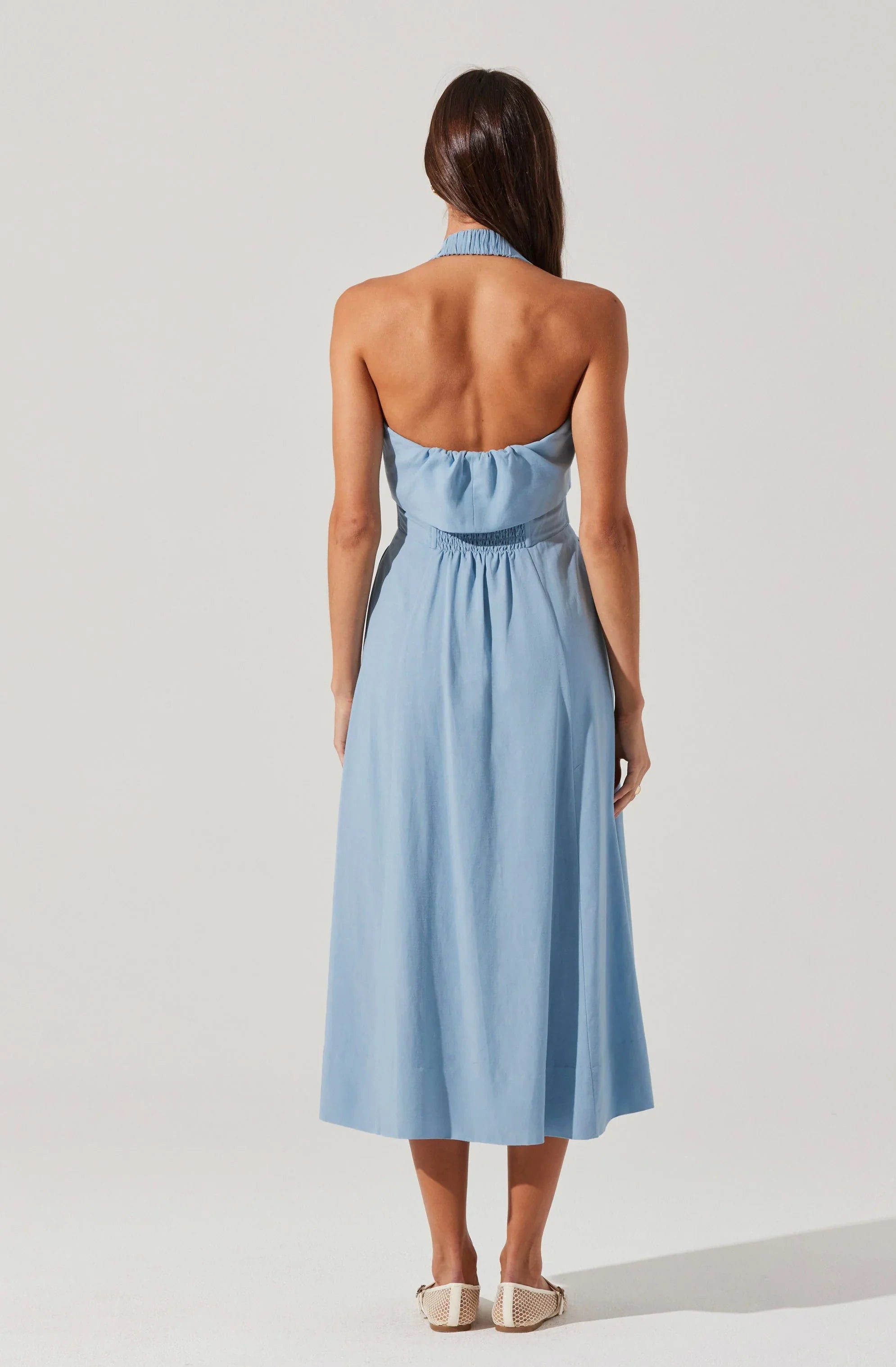 Lbruh Katherine Linen-Blend Halter Midi Dress