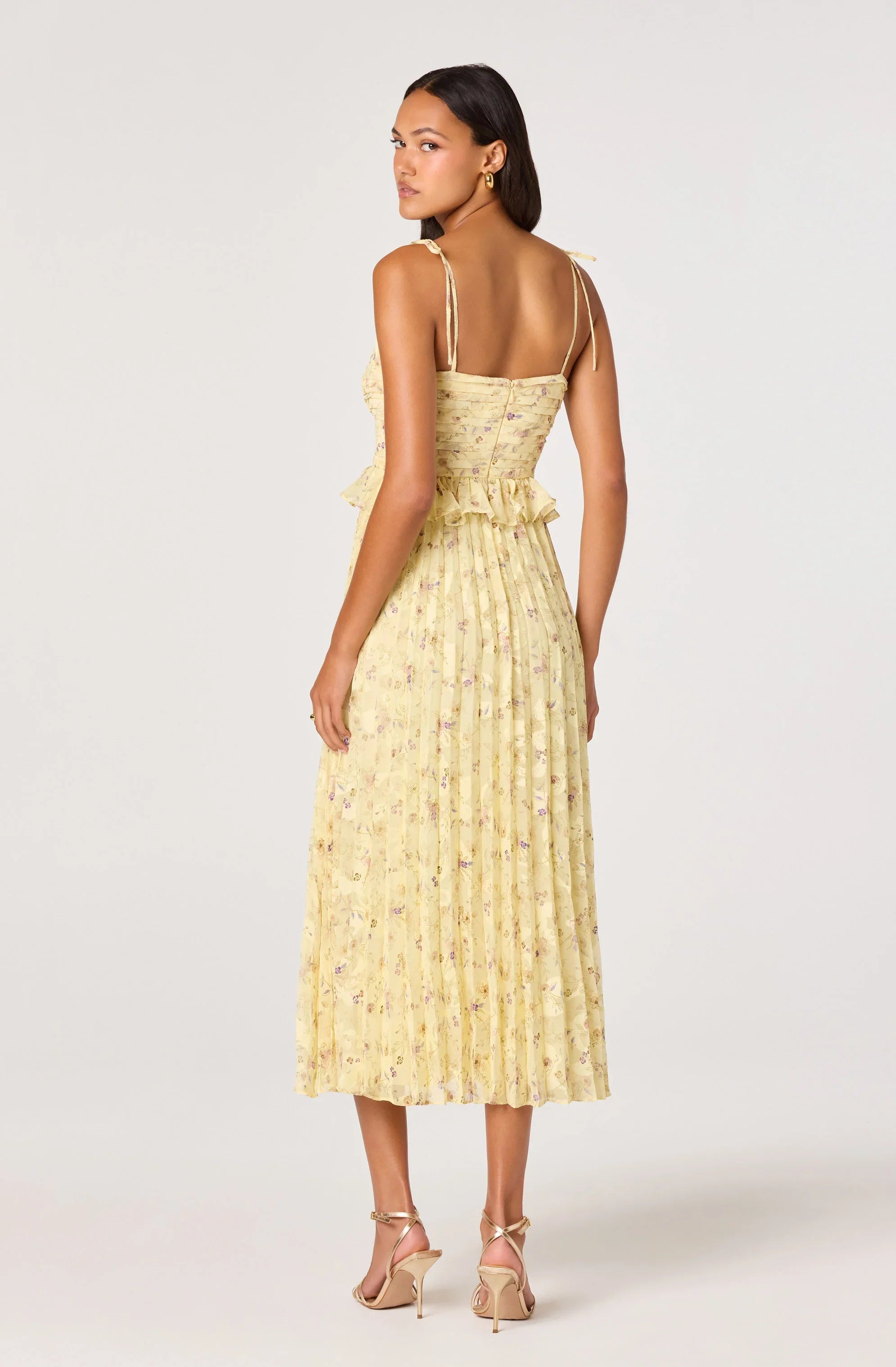 Inixyf Emerys Pleated Floral Midi Dress