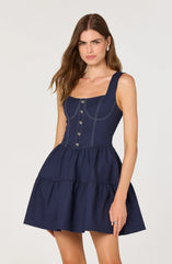 Lbruh Tiered Stitch Detail Mini Dress