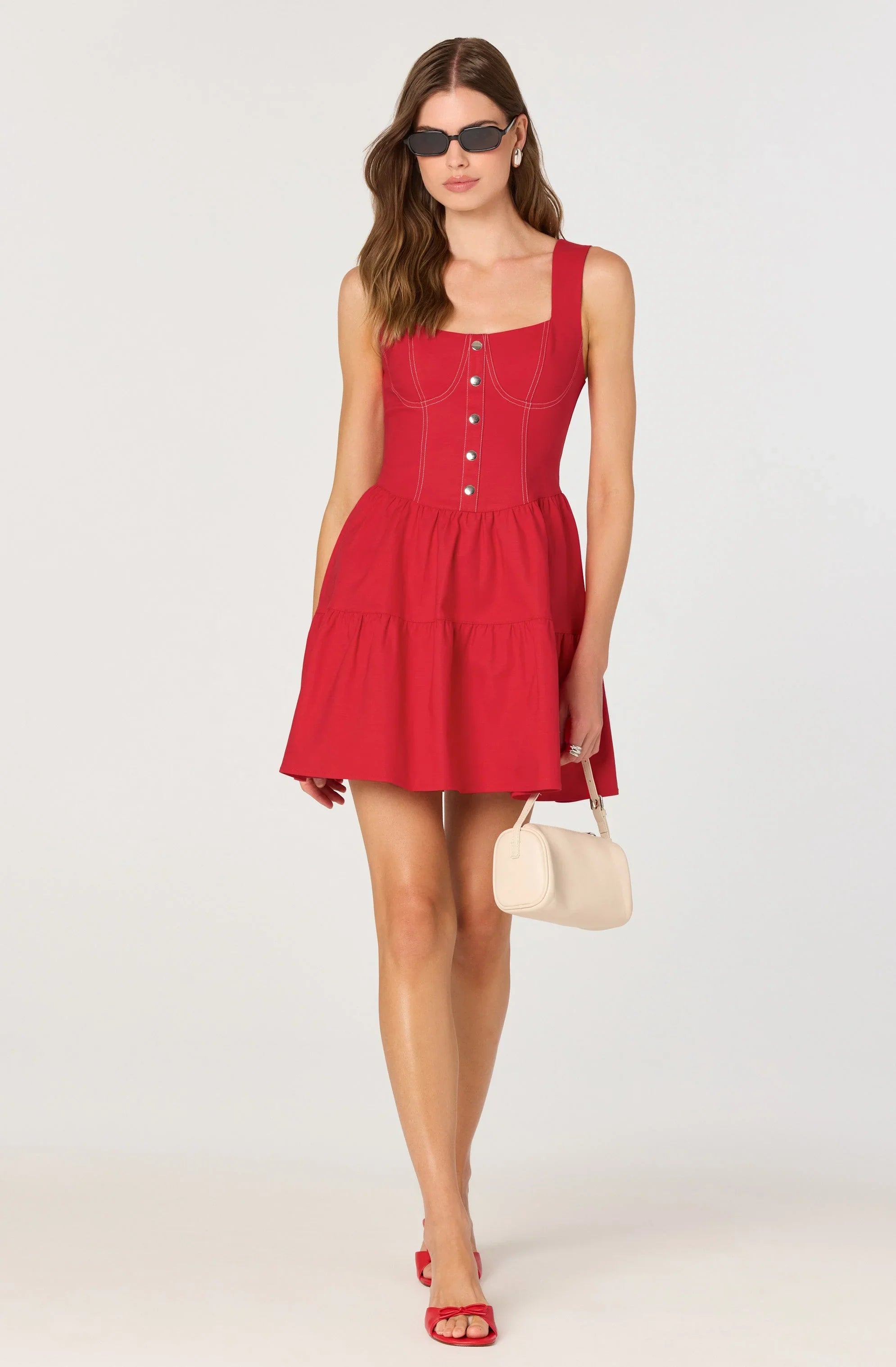 Lbruh Tiered Stitch Detail Mini Dress