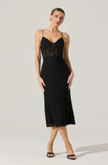 Lbruh Floral Lace Knit Midi Dress