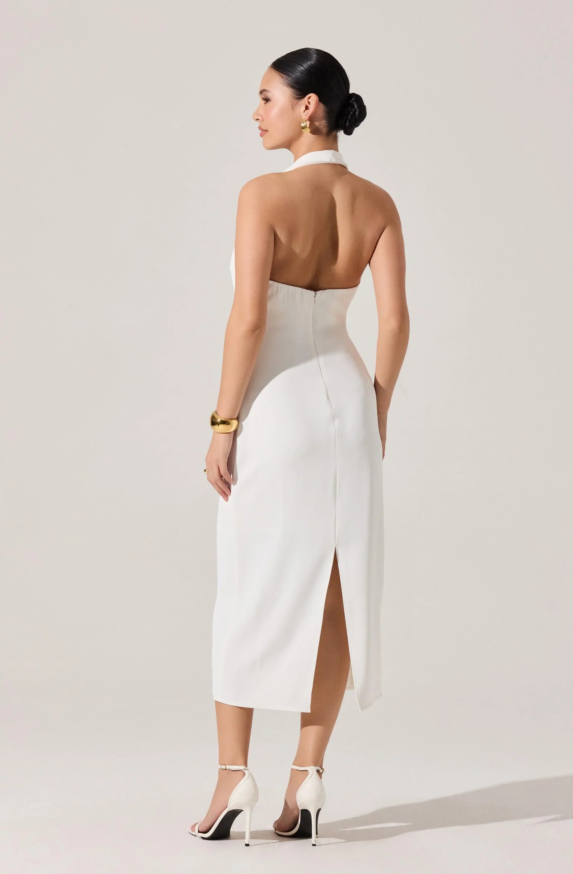 Lbruh Alanna Halter Cowl Neck Midi Dress