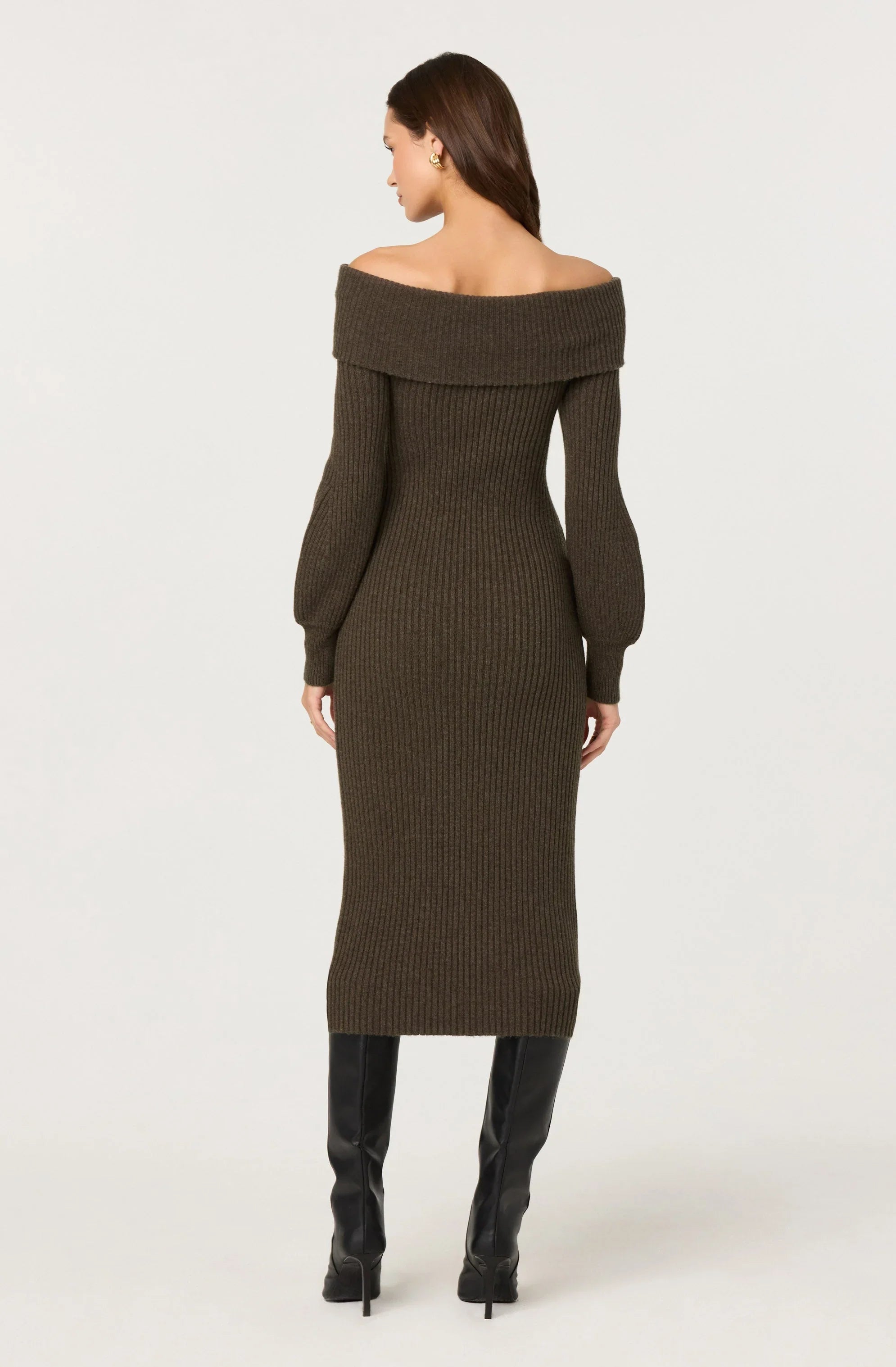 Lbruh Tilde Off Shoulder Midi Sweater Dress