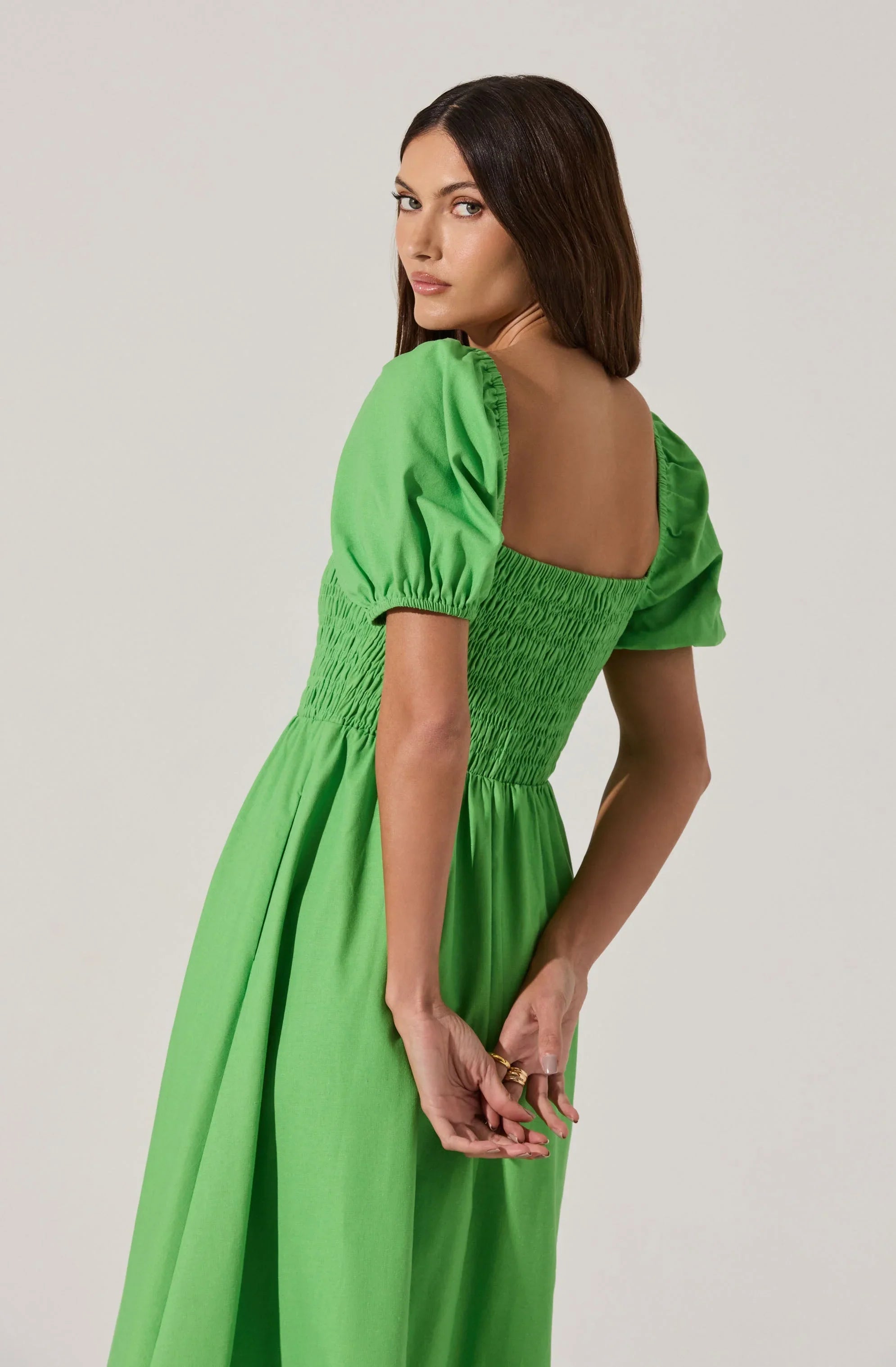 Lbruh Smocked Bow Midi Dress