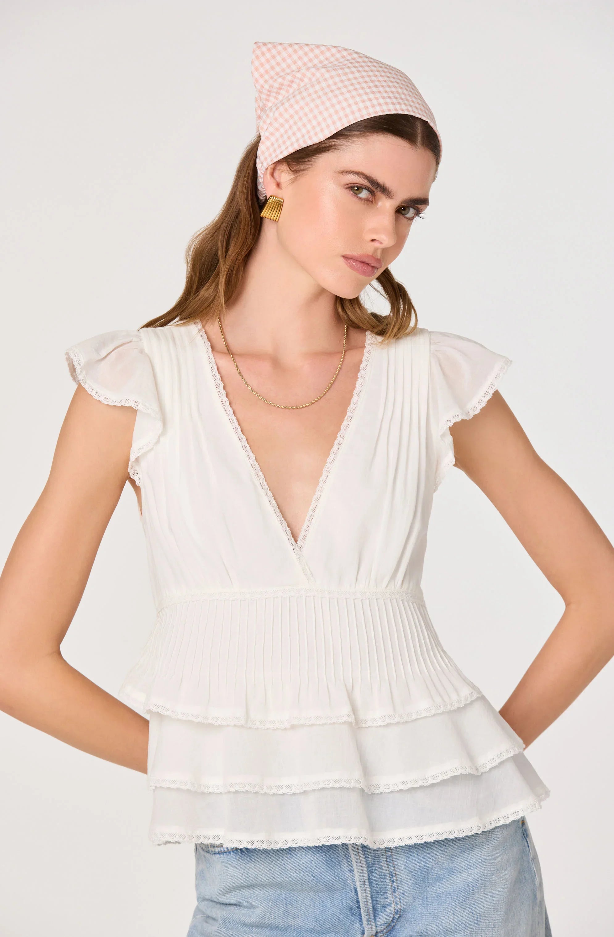 Inixyf Shanteria Crochet Trim Tiered Top