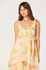 Inixyf Serenidy Floral Ruffle Tiered High-Low Midi Dress