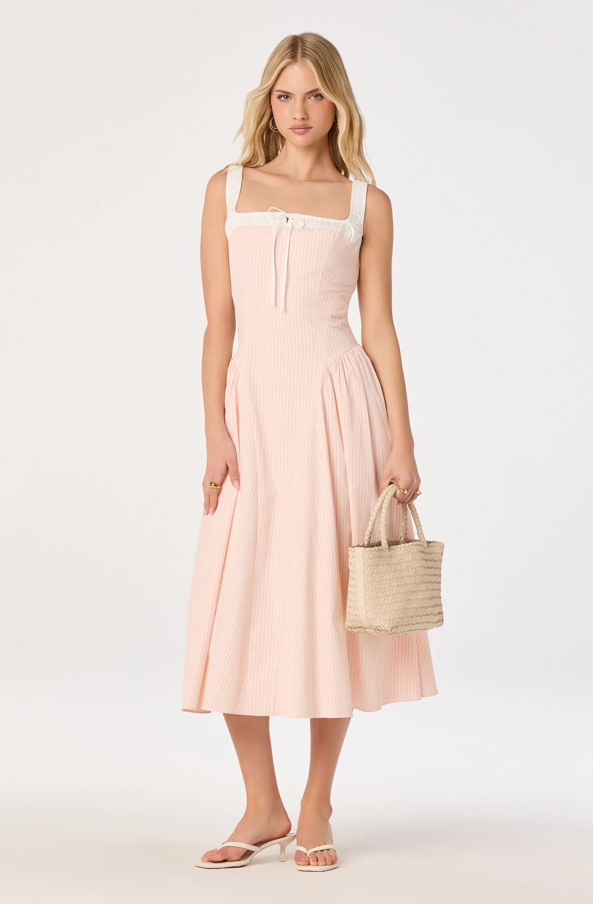 Inixyf Hazel Striped Drop-Waist Midi Dress