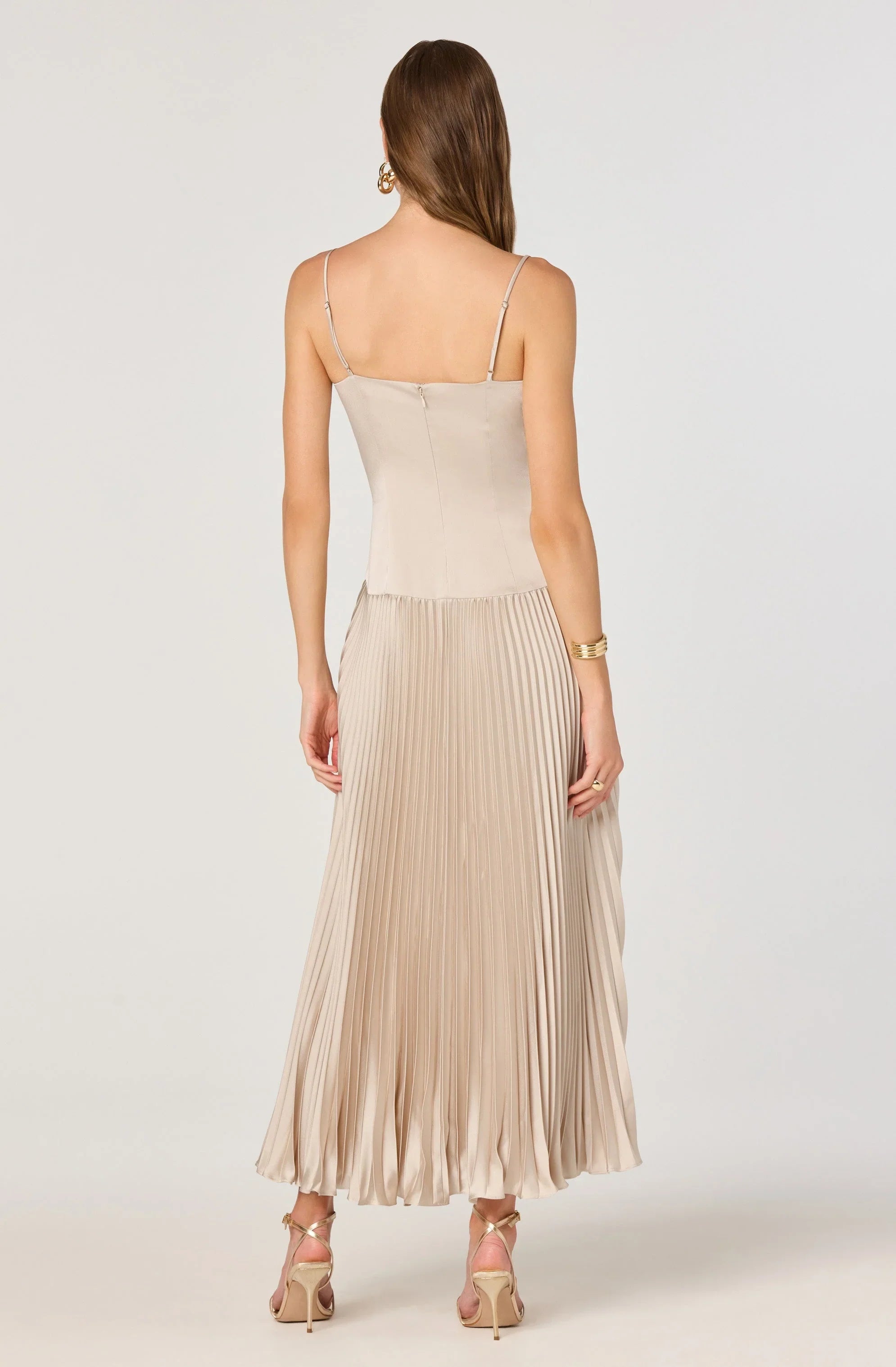 Inixyf Pleated Drop Waist Maxi Dress