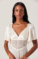 Lbruh Aurelia Satin V-Neck Midi Dress